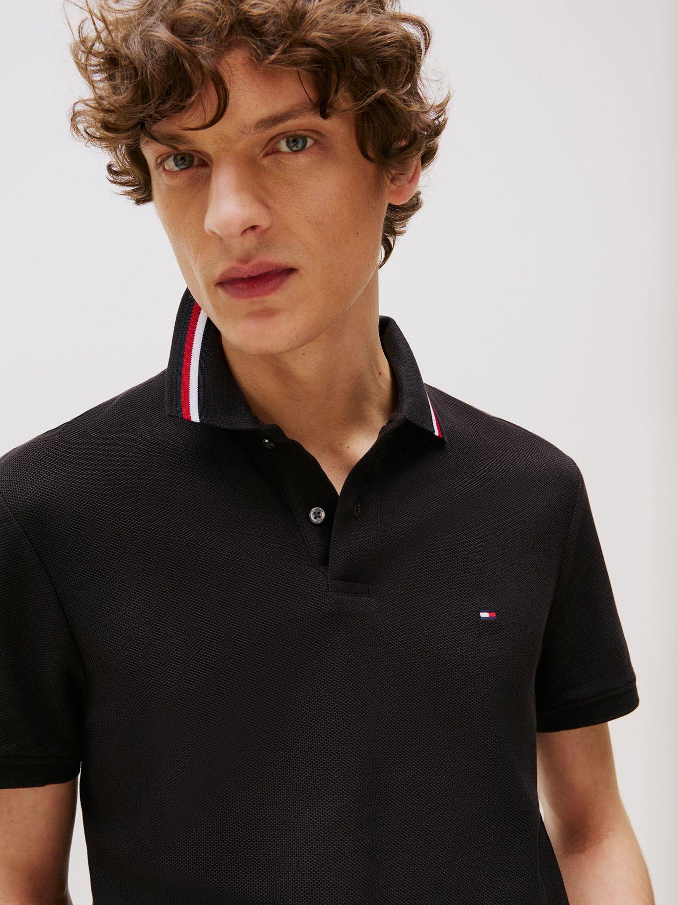 Polo Signature Collar Regular Fit Negro Tommy Hilfiger-3