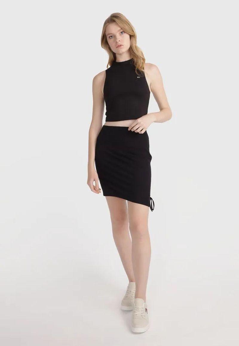 Minifalda Tubo Con Logo Negro Tommy Jeans-1