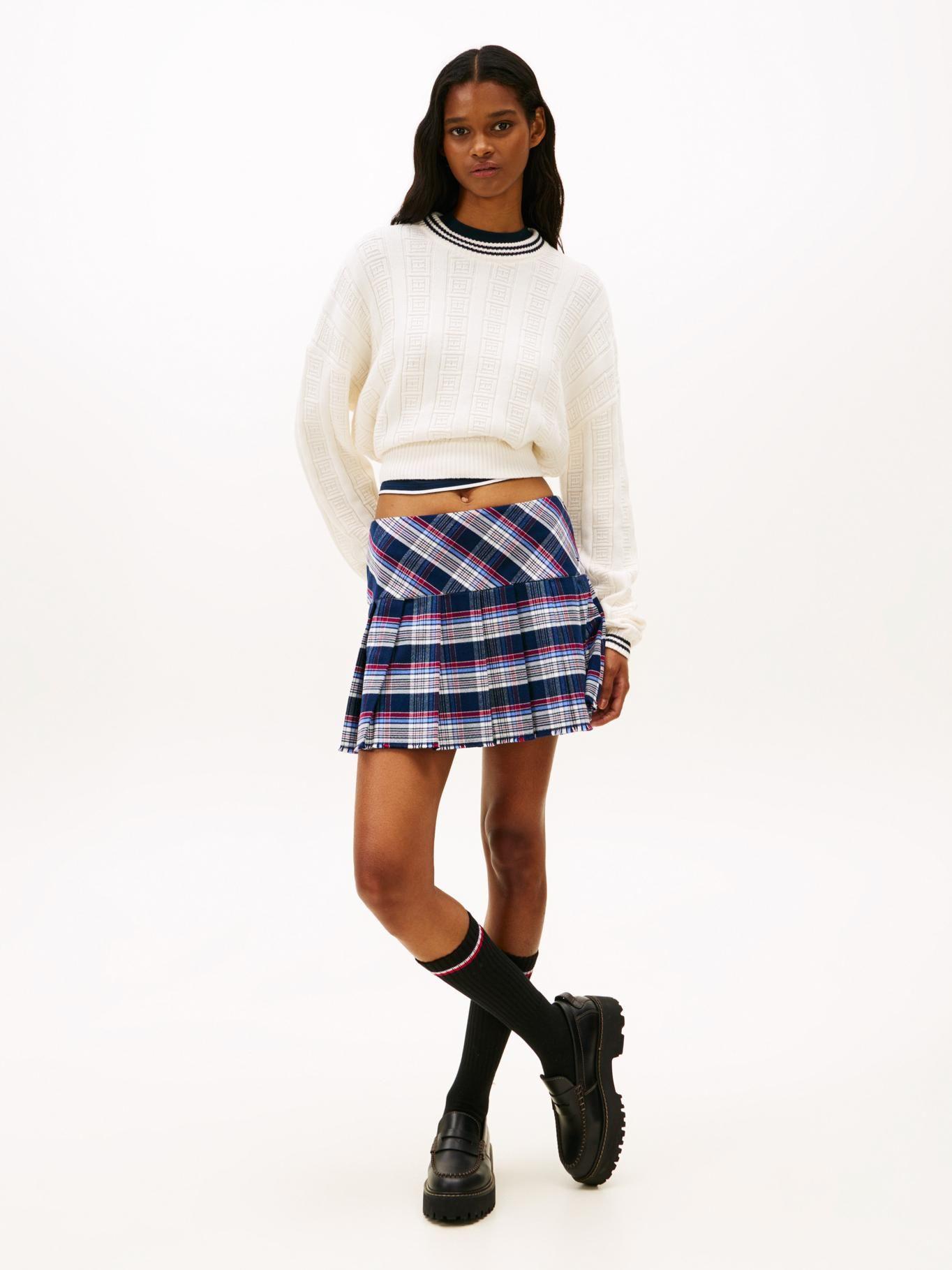 Sweater Trenzado De Logo Relaxed Fit Tommy Jeans Blanco-1