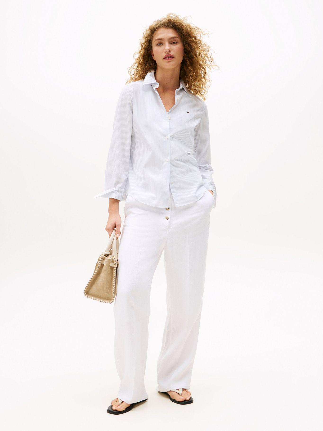 Camisa A Rayas Corte Regular 0Y6 Celeste Tommy Hilfiger-1