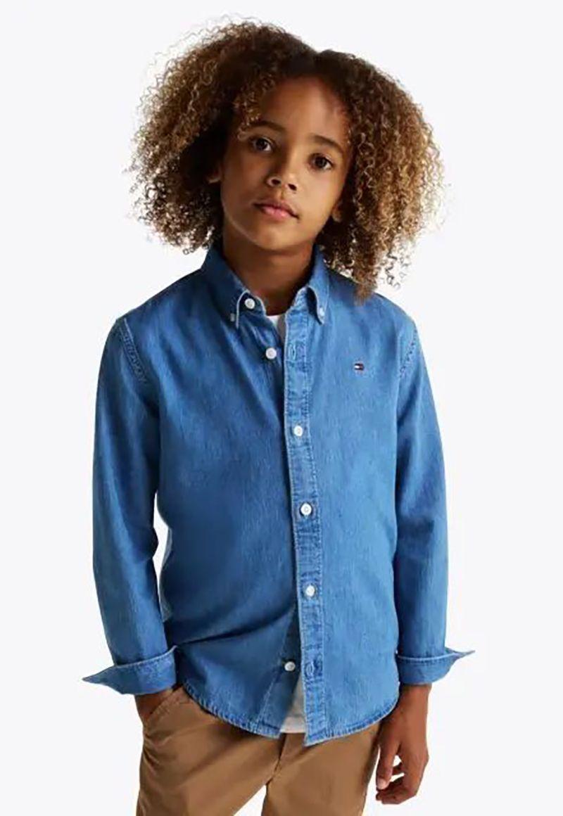 Camisa De Niño En Chambray Denim Azul Tommy Hilfiger-0