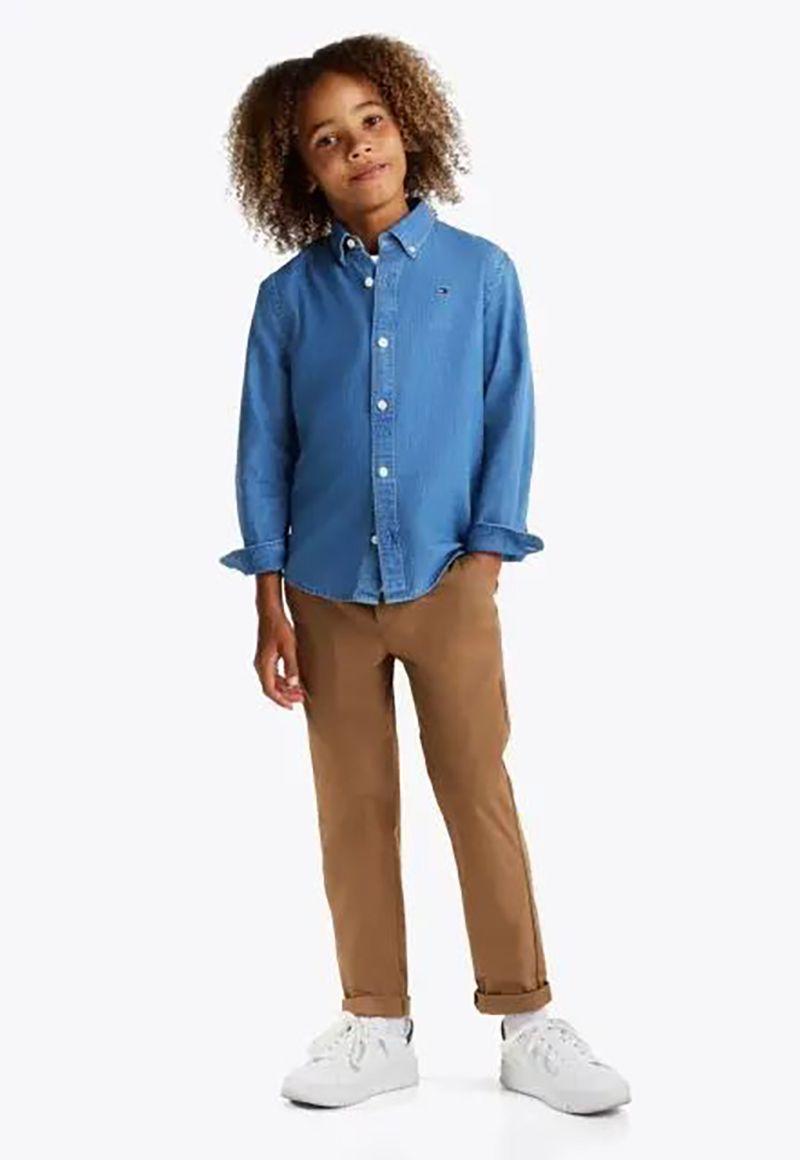 Camisa De Niño En Chambray Denim Azul Tommy Hilfiger-1