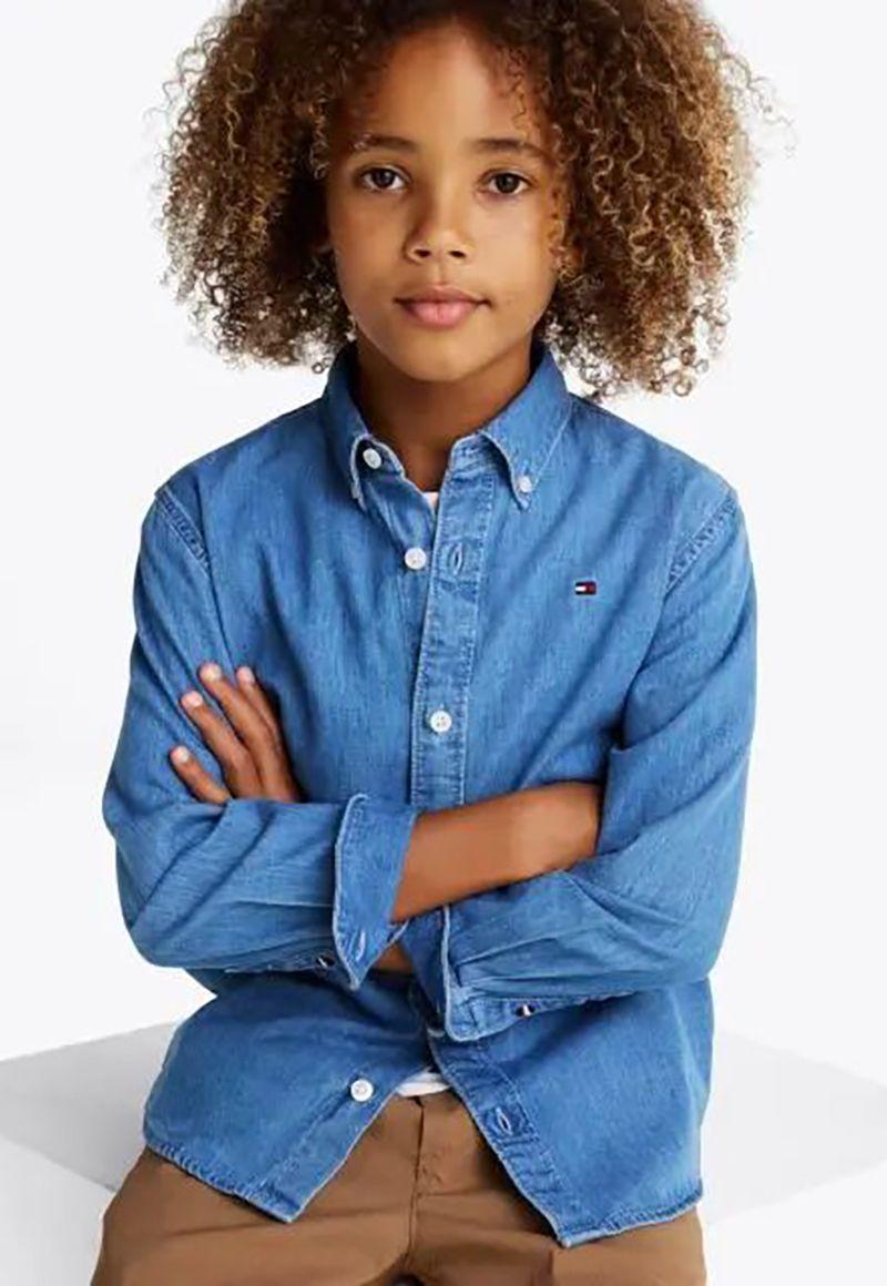 Camisa De Niño En Chambray Denim Azul Tommy Hilfiger-2