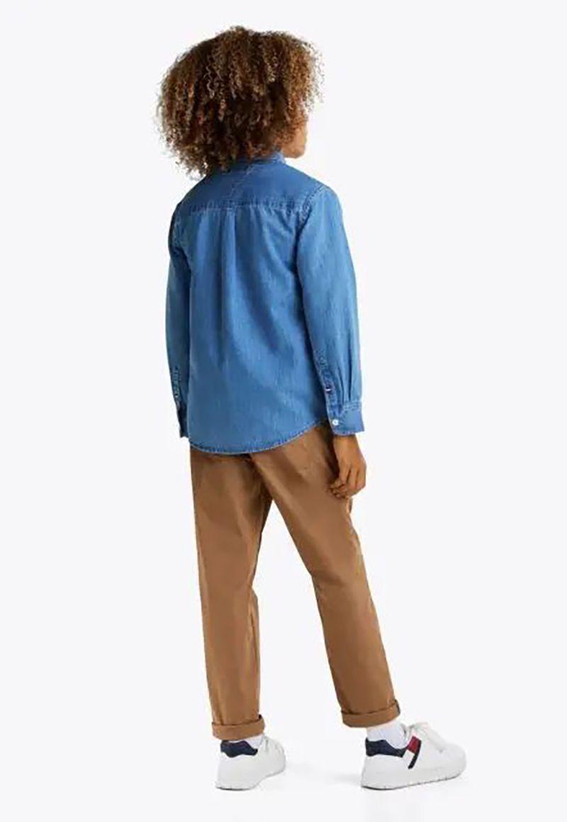 Camisa De Niño En Chambray Denim Azul Tommy Hilfiger-3