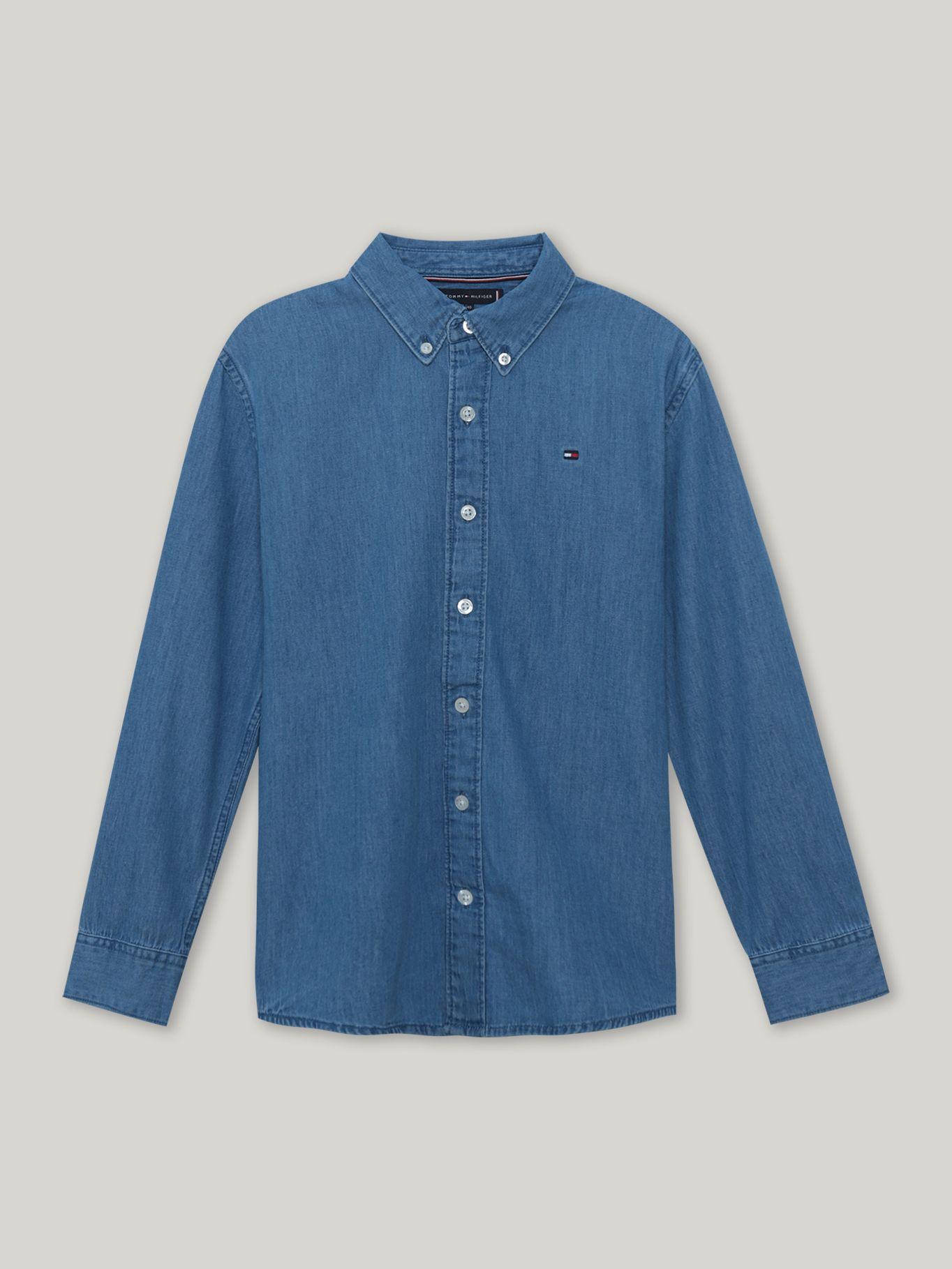 Camisa De Niño En Chambray Denim Azul Tommy Hilfiger-4