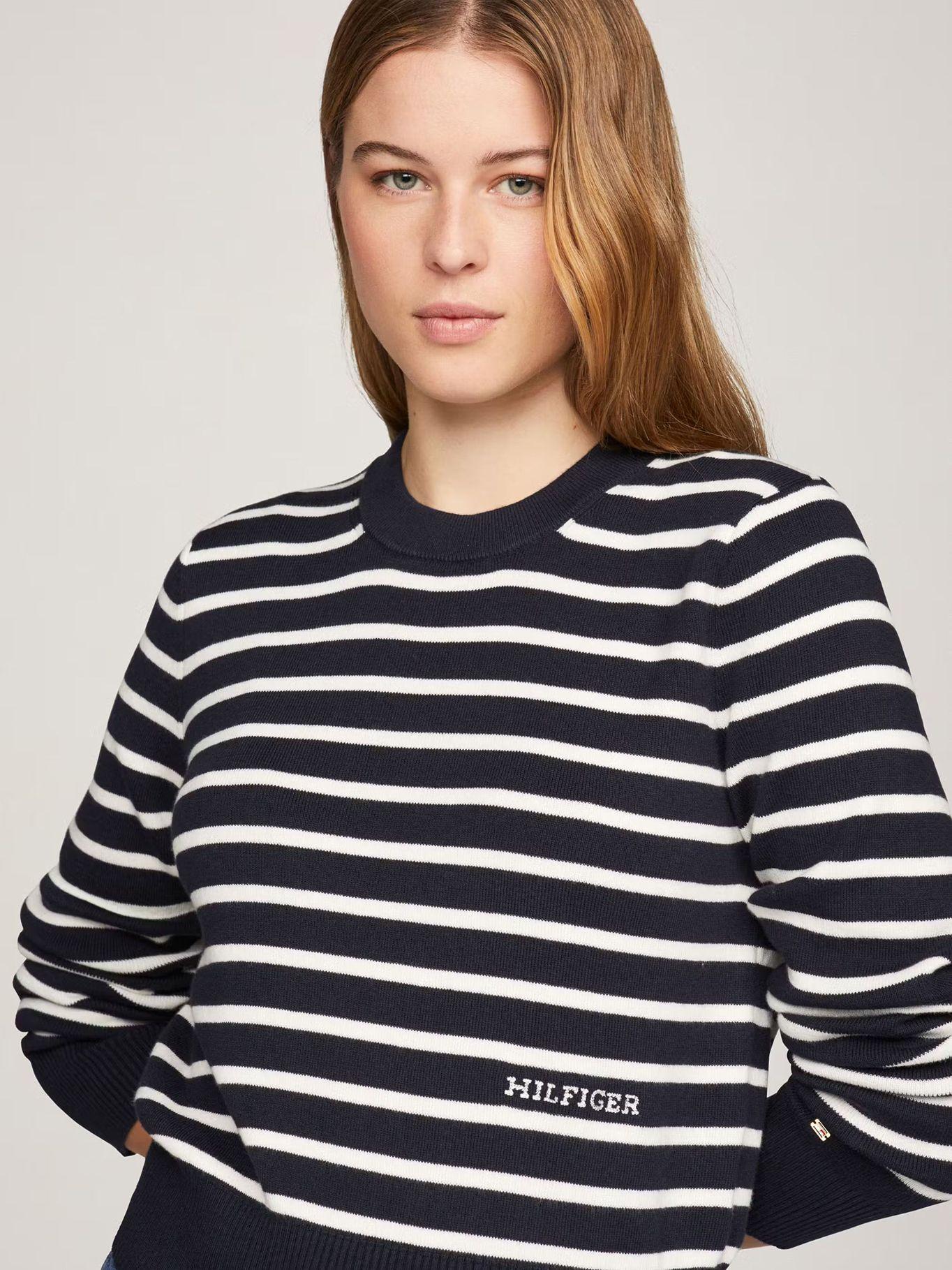 Sweater De Rayas Mini Con Logo Azul Tommy Hilfiger-3