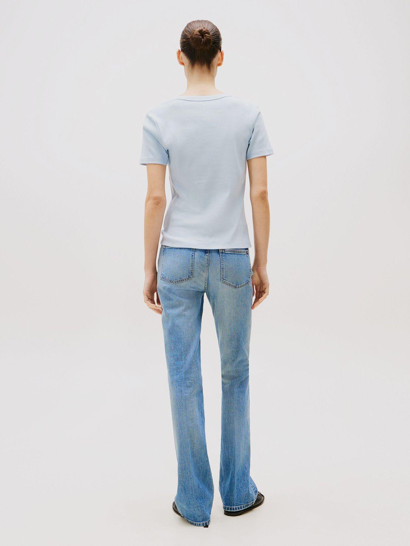 Polera A Rayas V-Neck Slim Fit Celeste Tommy Hilfiger-2