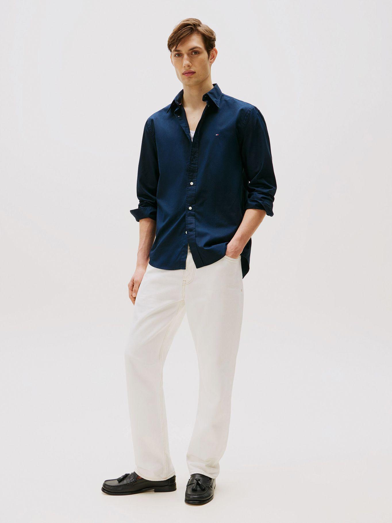 Camisa Flex Poplin Regular Azul Tommy Hilfiger-1