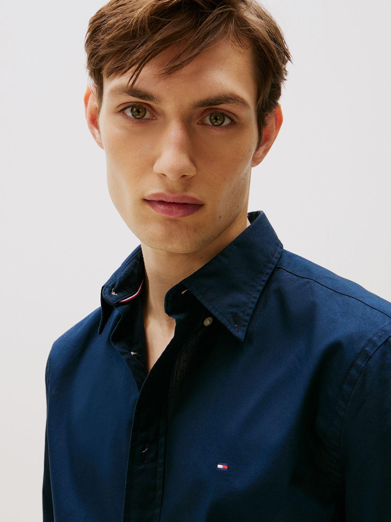 Camisa Flex Poplin Regular Azul Tommy Hilfiger-3