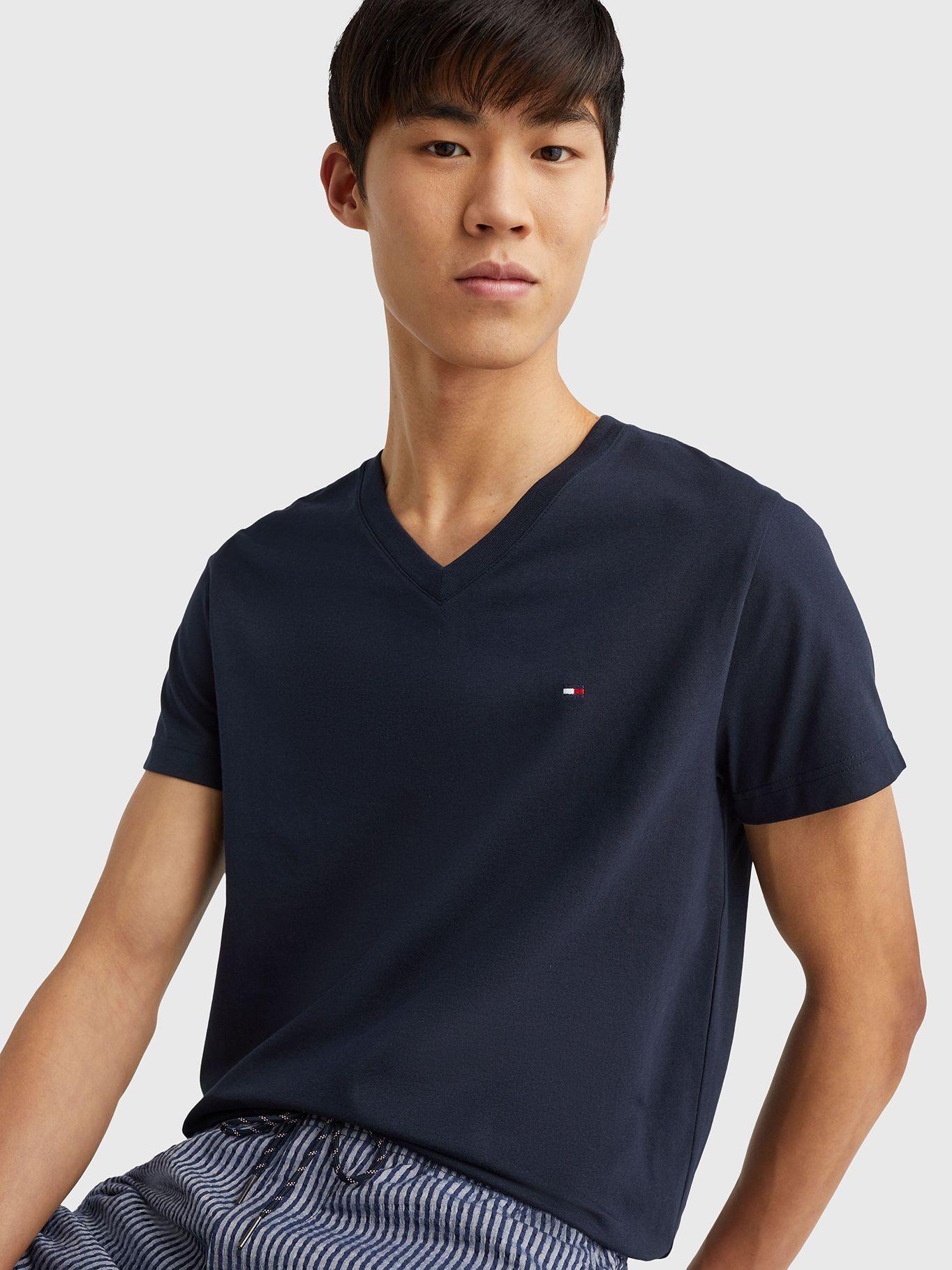 Polera Essential Cotton V-Neck Slim Fit Azul Tommy Hilfiger-3