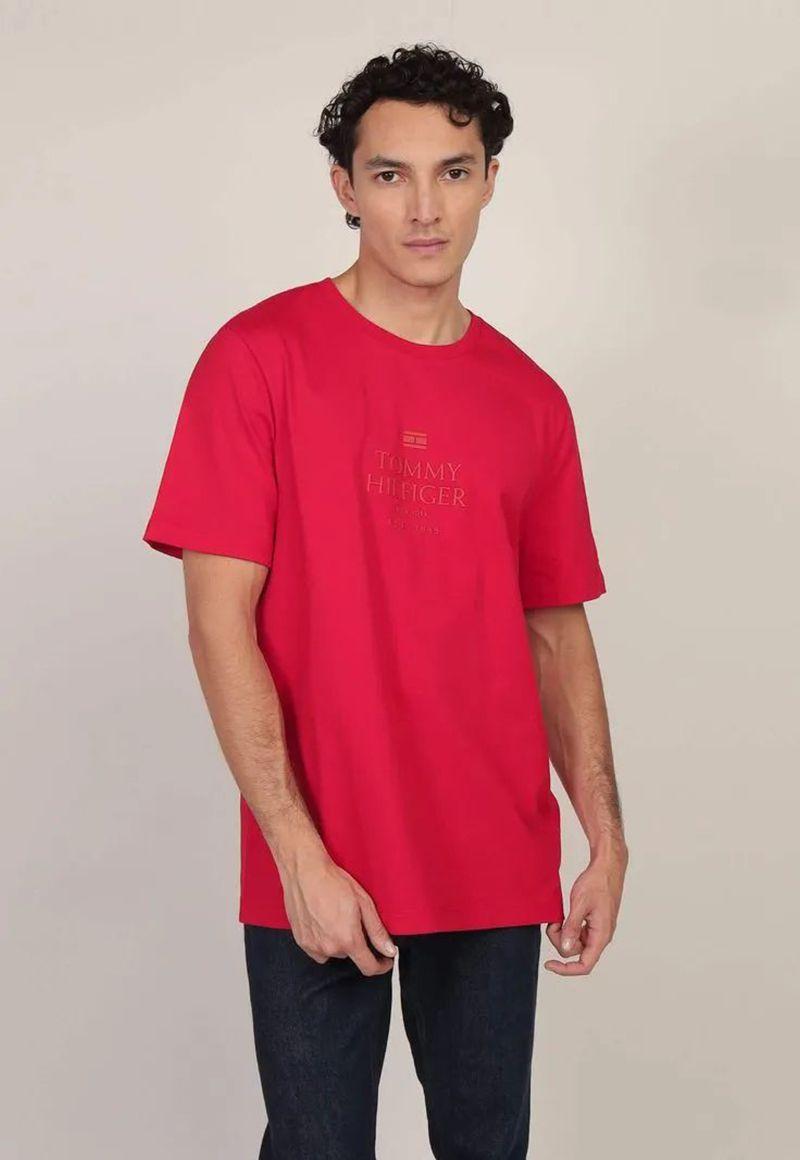 Polera Con Logo Tonal Rojo Tommy Hilfiger-0