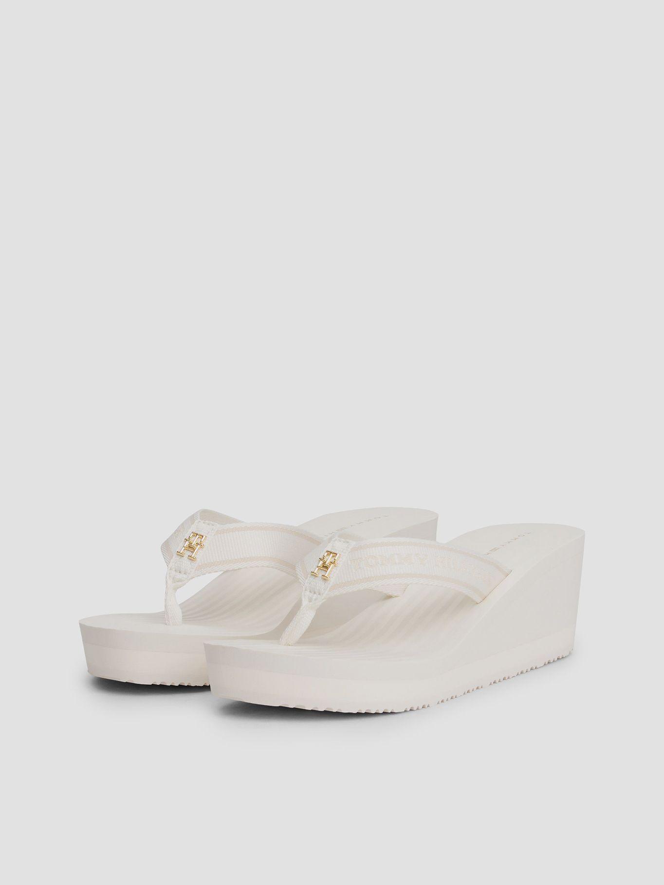 Sandalias Cuña Con Logo Y Rayas Blanco Tommy Hilfiger-0