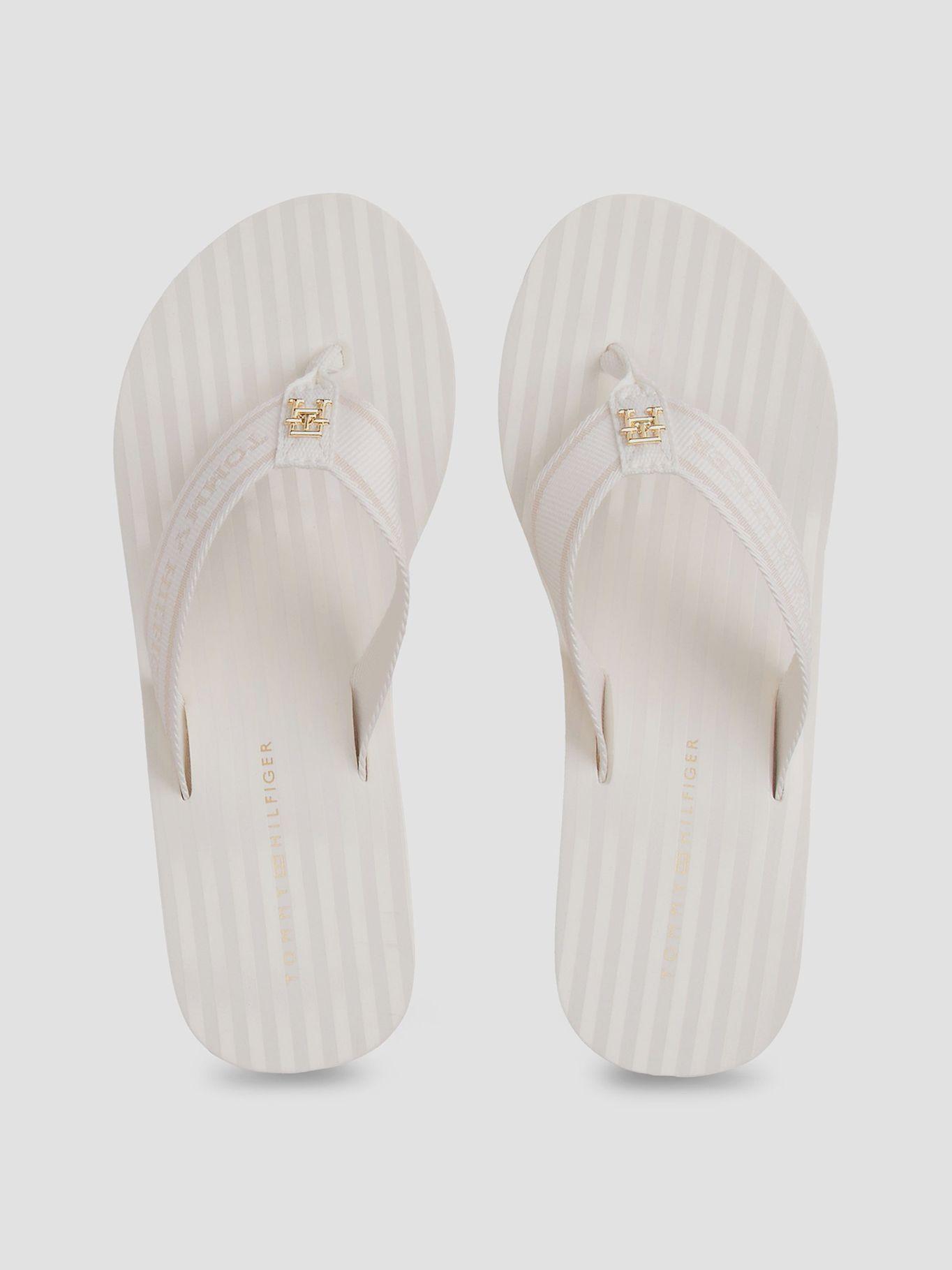 Sandalias Cuña Con Logo Y Rayas Blanco Tommy Hilfiger-2
