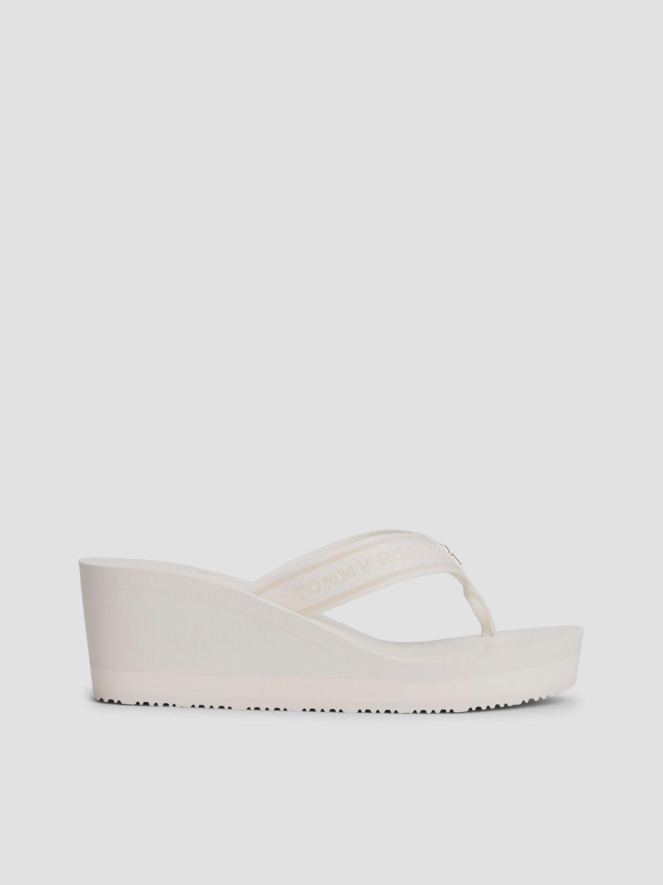 Sandalias Cuña Con Logo Y Rayas Blanco Tommy Hilfiger-4