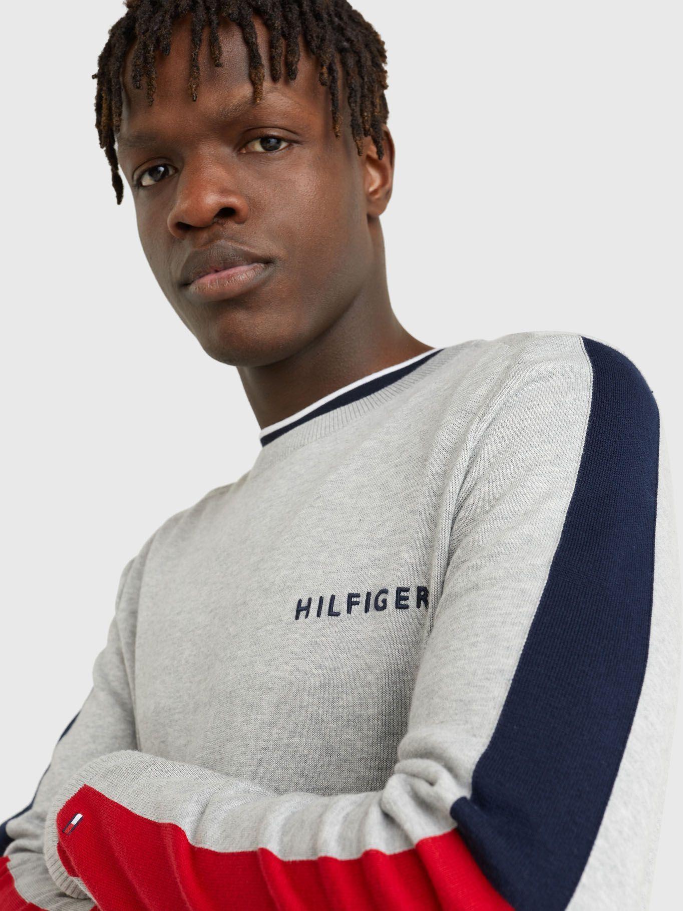Sweater Mangas Color Block Gris Tommy Hilfiger-3
