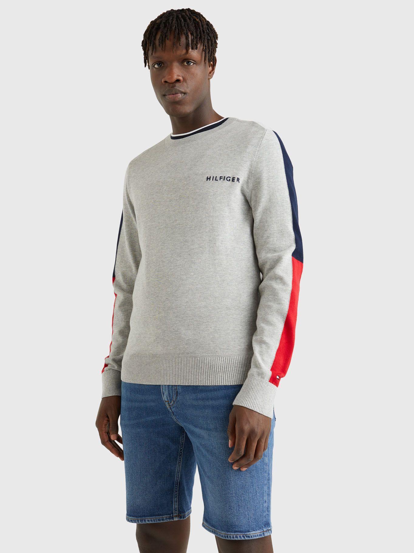 Sweater Mangas Color Block Gris Tommy Hilfiger-1
