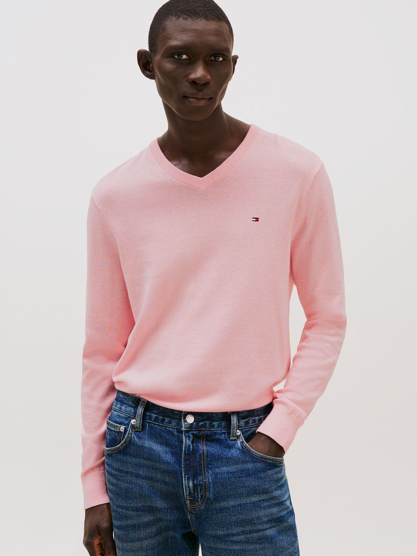 Sweater Básico Signature V-Neck Tommy Hilfiger Rosado-0
