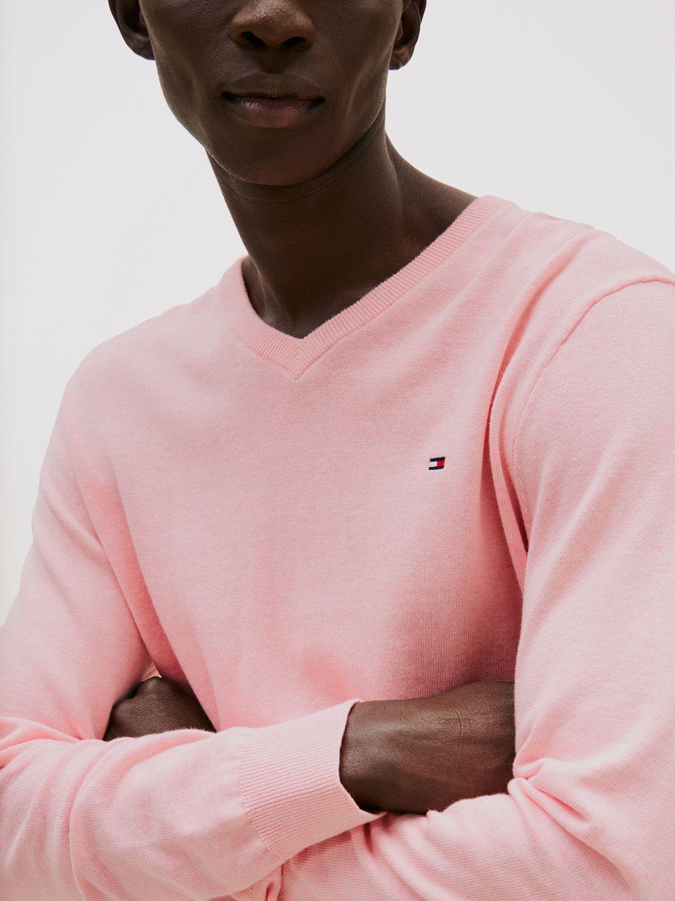 Sweater Básico Signature V-Neck Tommy Hilfiger Rosado-3