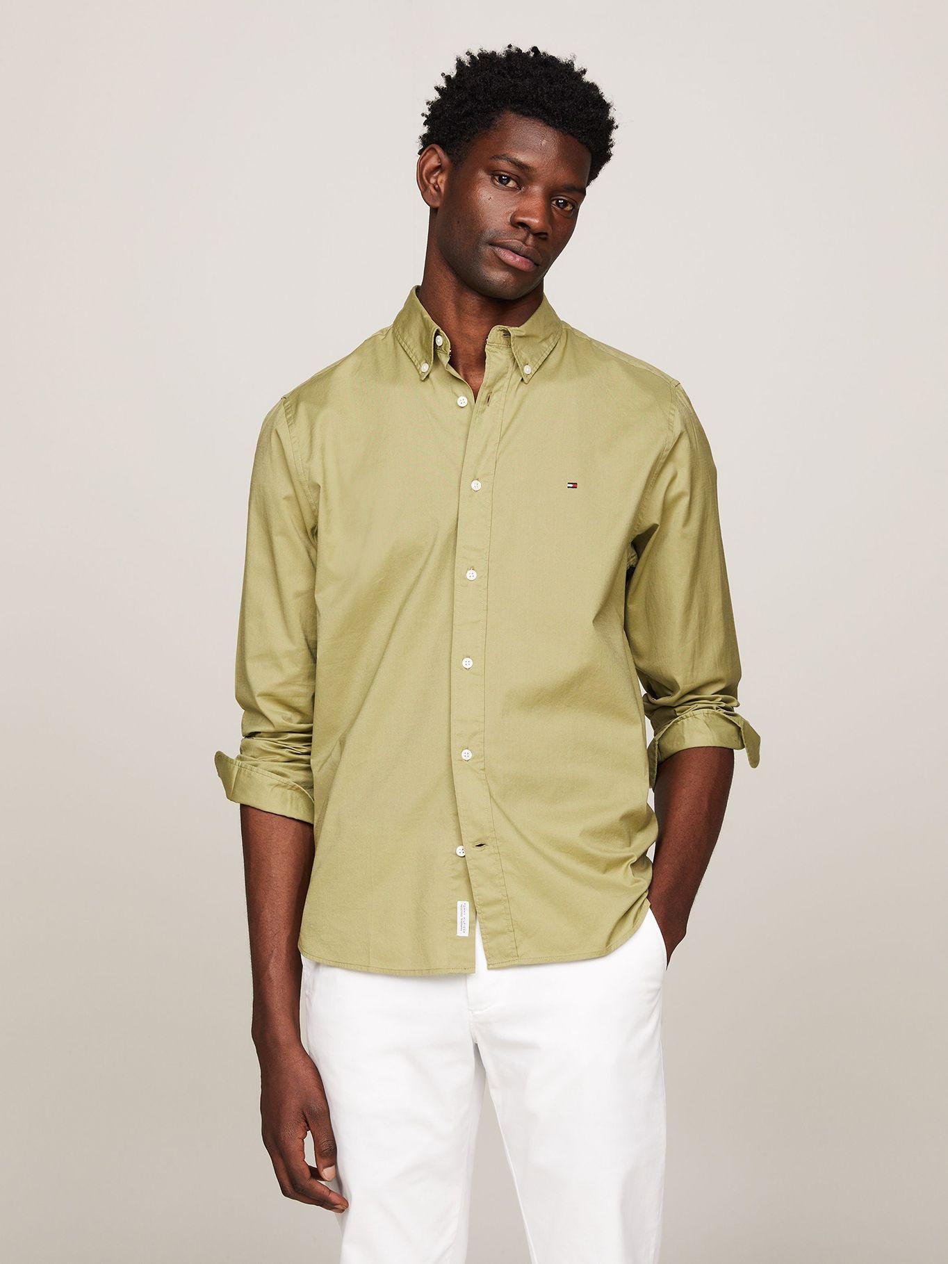 Camisa Flex Solid De Corte Regular Verde Tommy Hilfiger-0