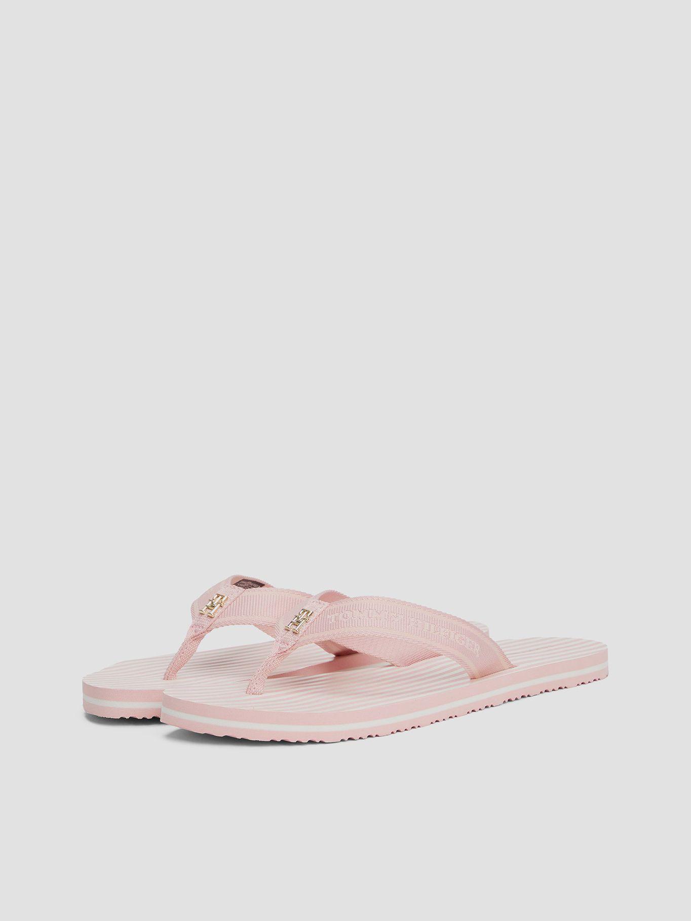 Sandalias Con Logo Y Rayas Rosado Tommy Hilfiger-0