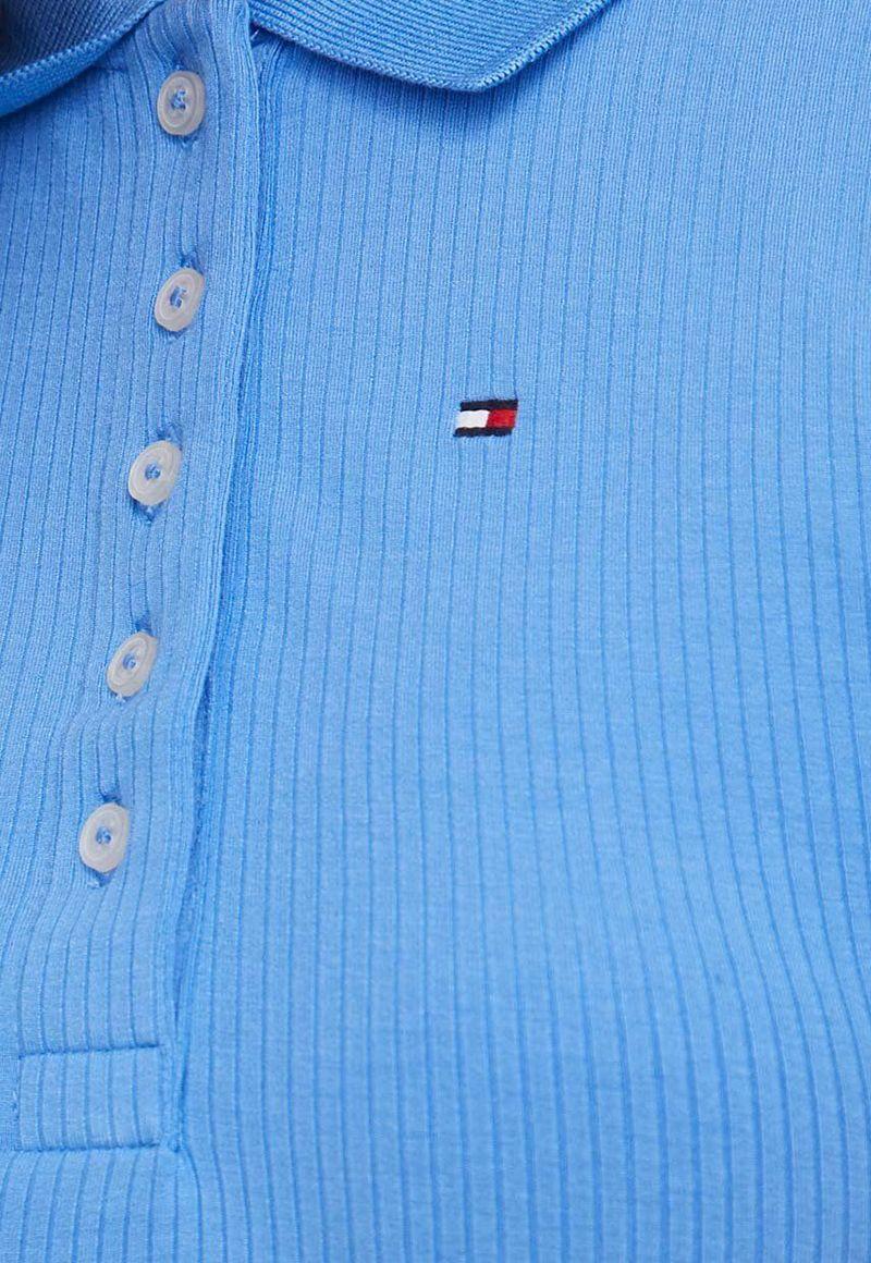 Polo Acanalado Slim Fit Celeste Tommy Hilfiger-4