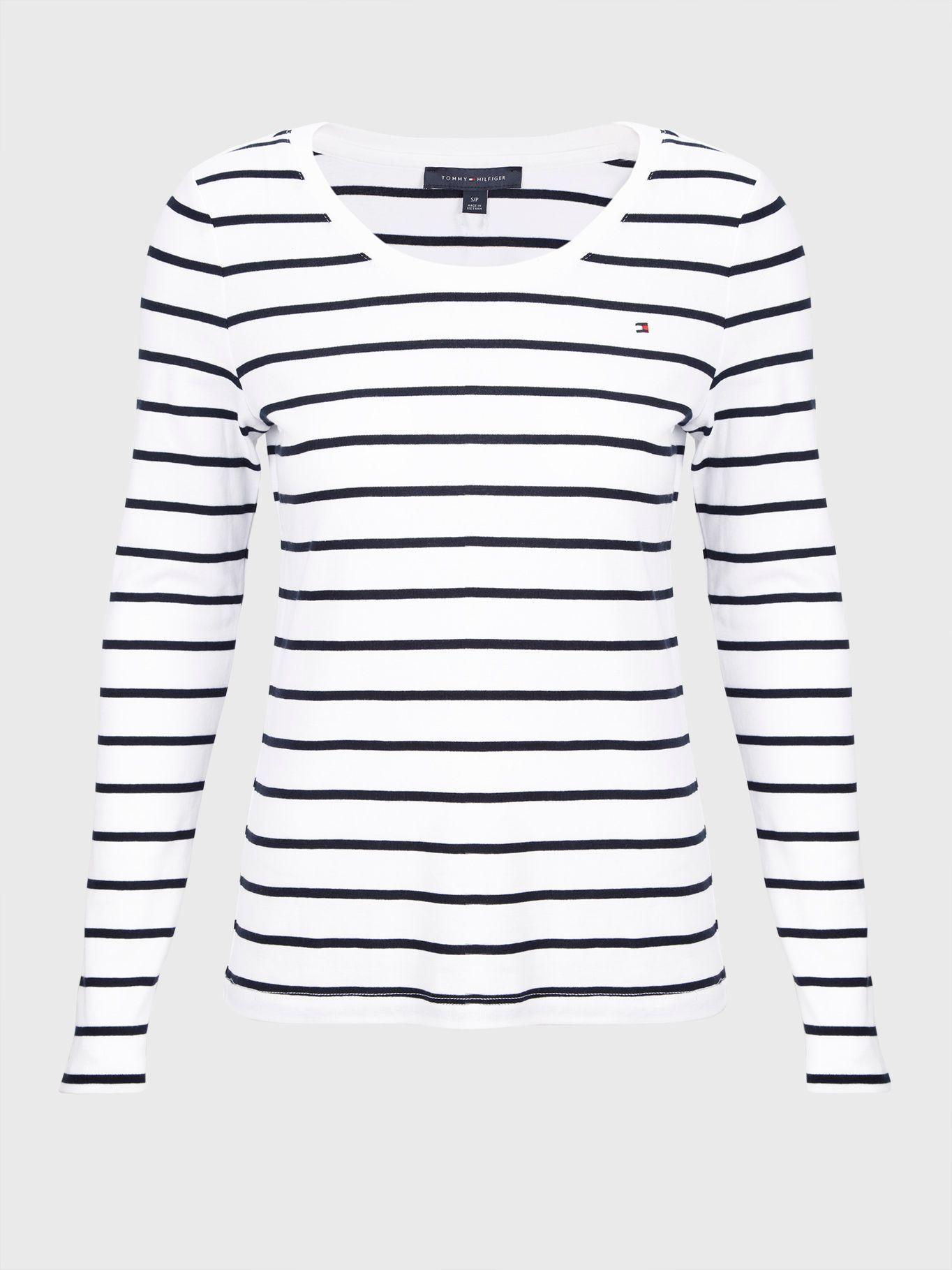 Polera Manga Larga Stripe Print Blanco Tommy Hilfiger-0