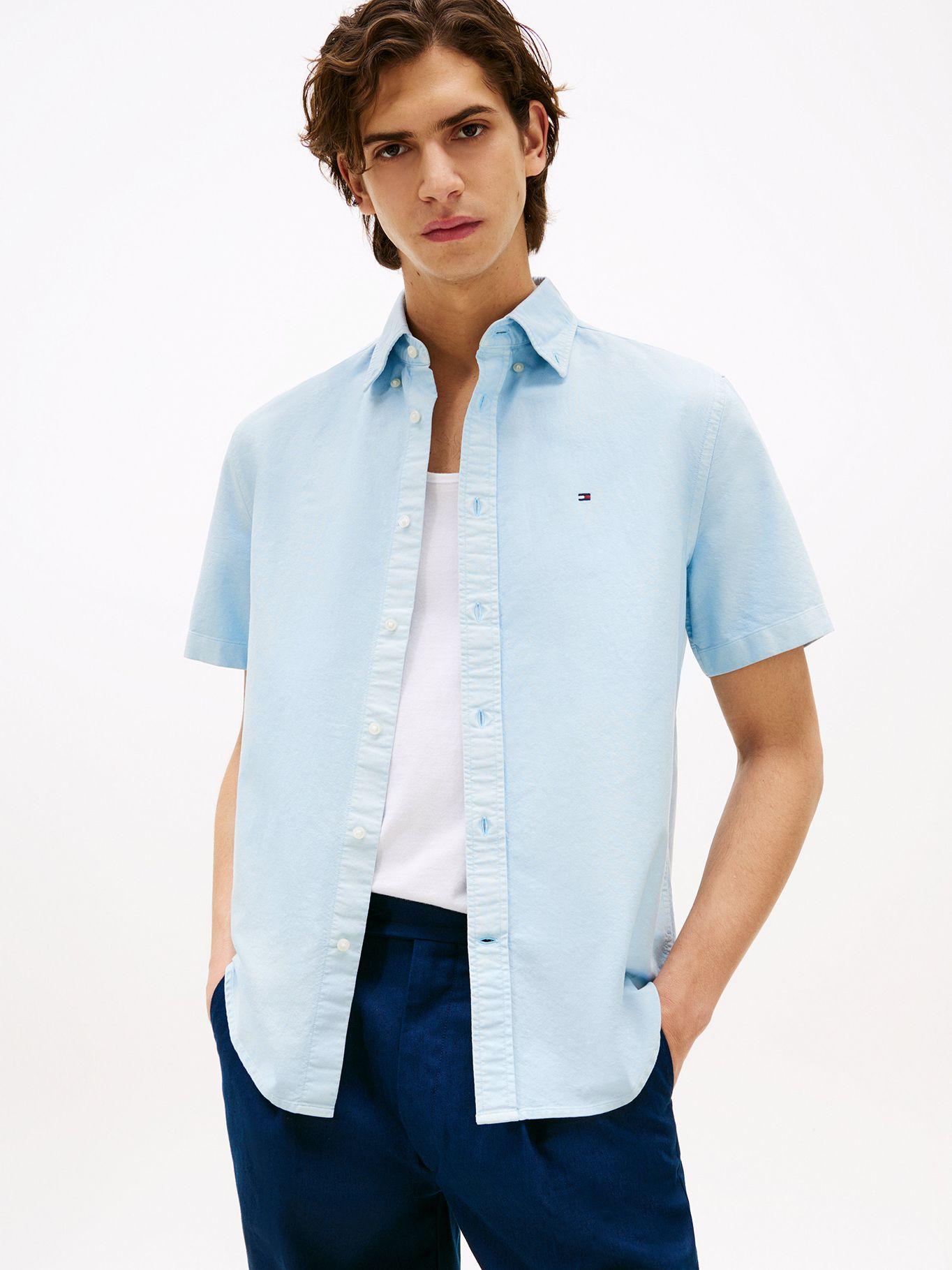 Camisa Oxford Regular Fit Celeste Tommy Hilfiger-0