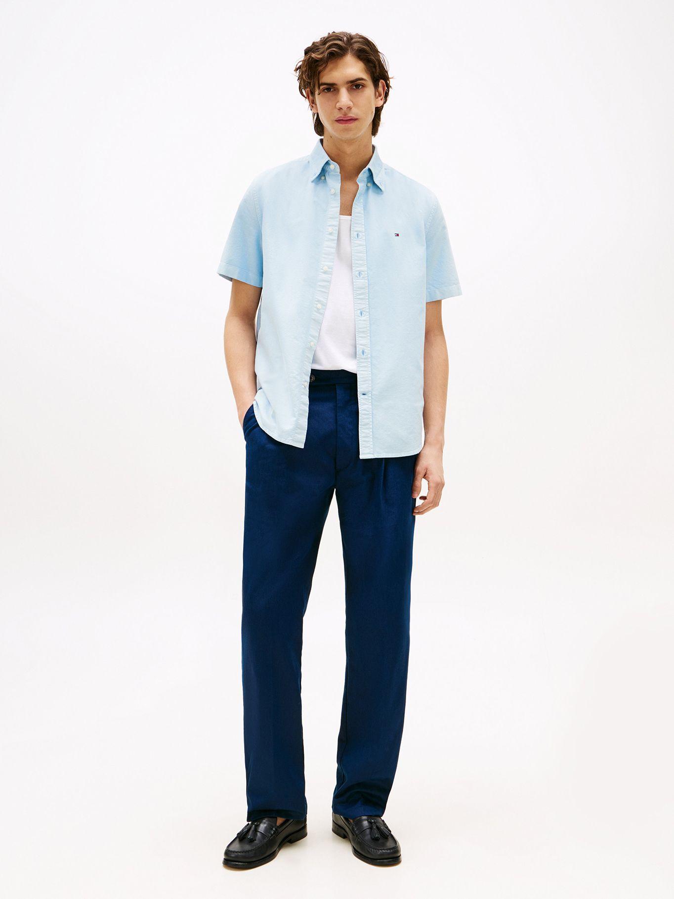 Camisa Oxford Regular Fit Celeste Tommy Hilfiger-1