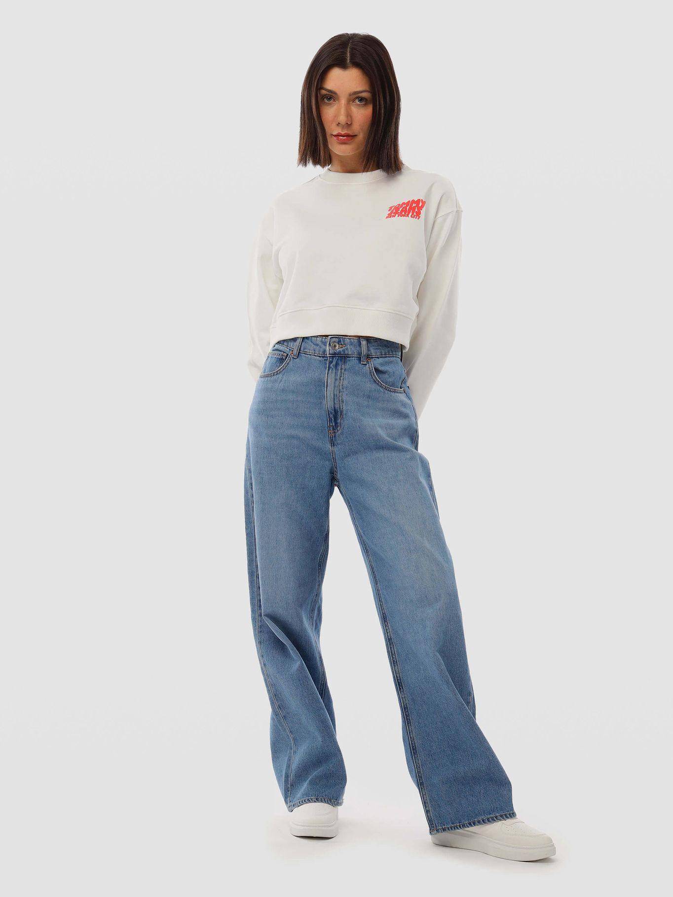 Polerón Cropped Bubble Logo Blanco Tommy Jeans-1