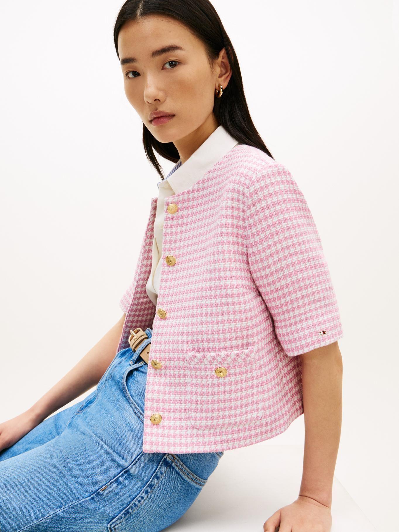 Chaqueta Tweed Con Cuello Redondo-3