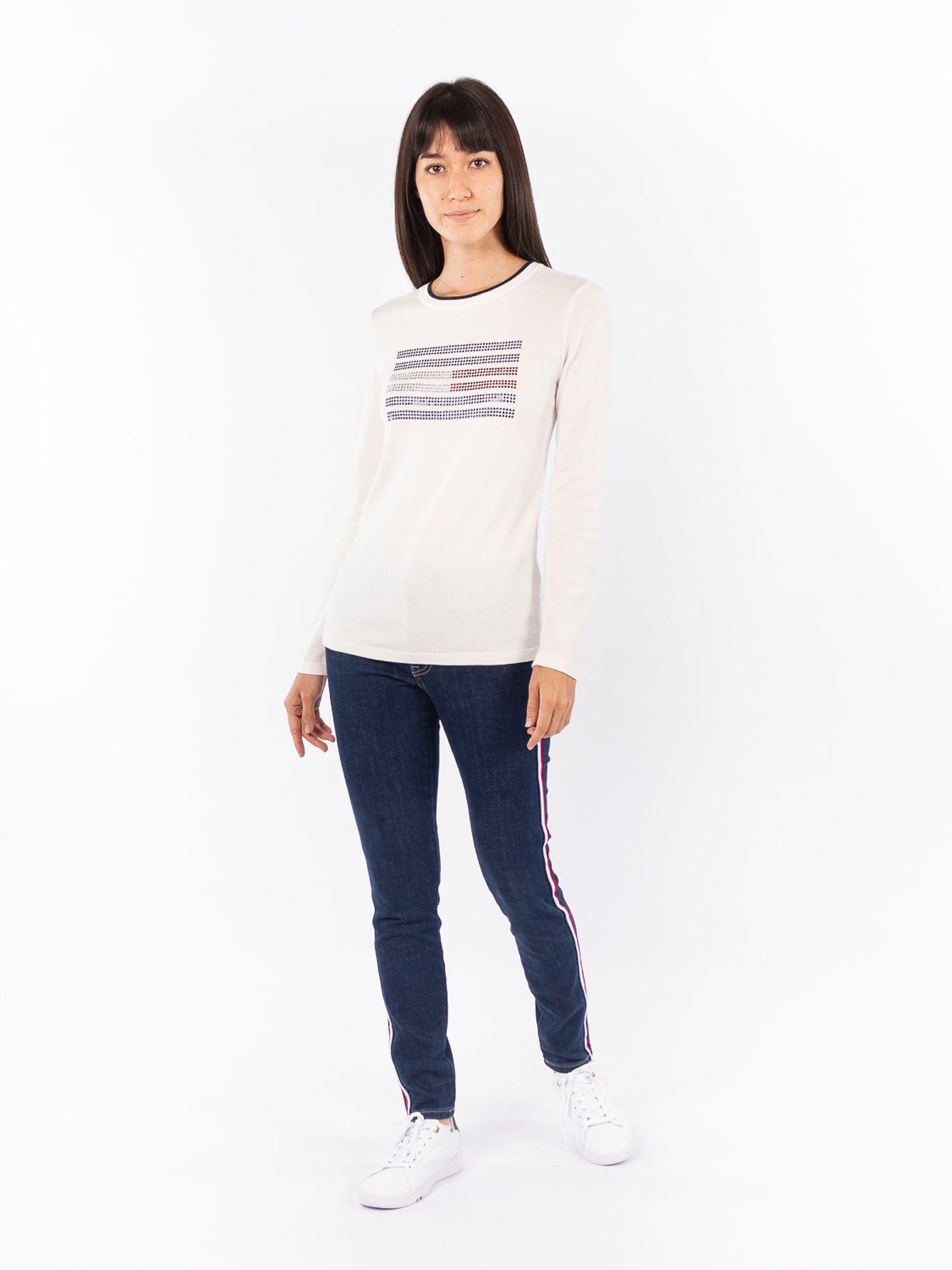 Sweater Flag Stripe Logo Blanco Tommy Hilfiger-0