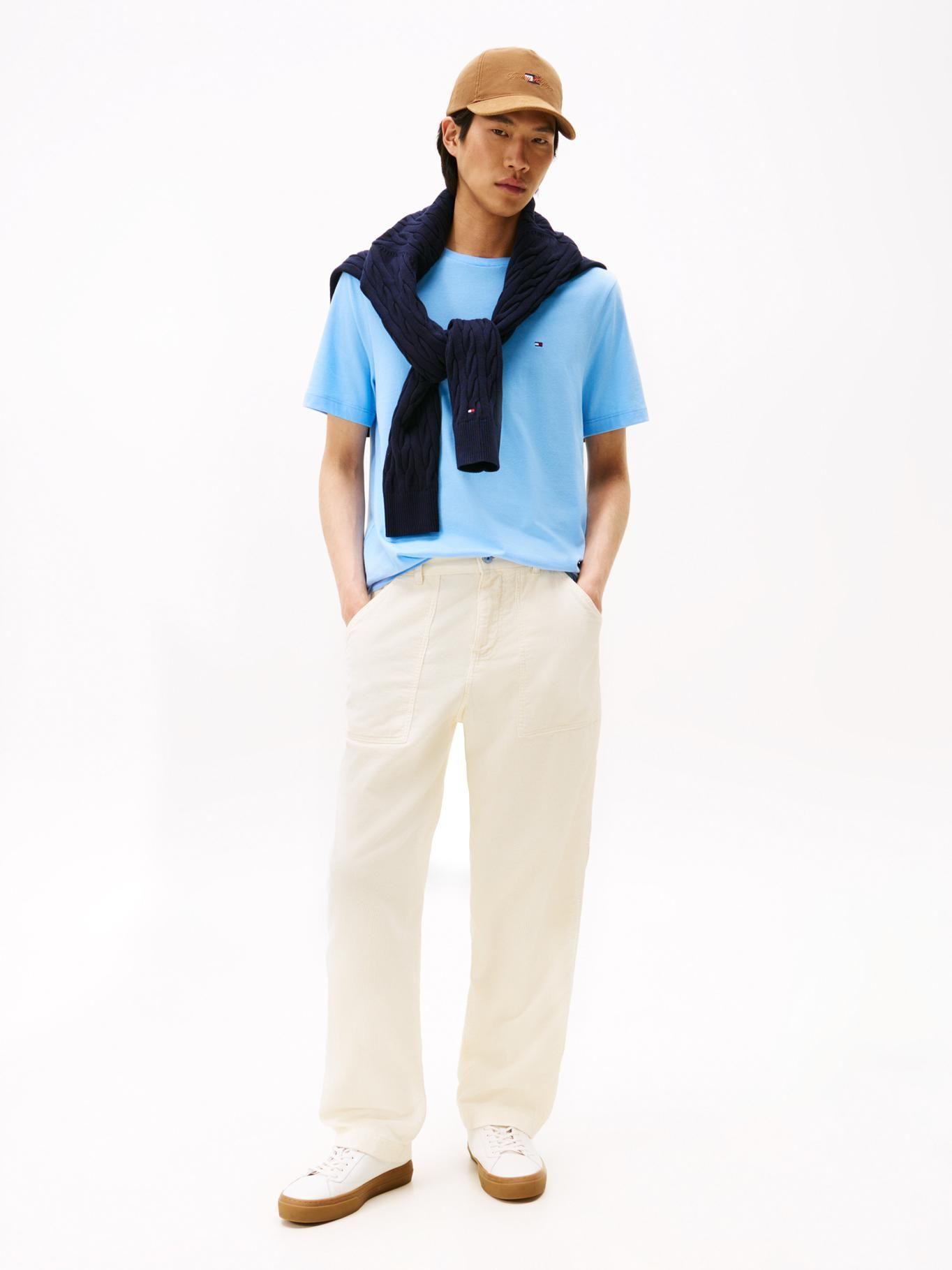 Polera Esencial Cot-Neck Regular Celeste Tommy Hilfiger-1