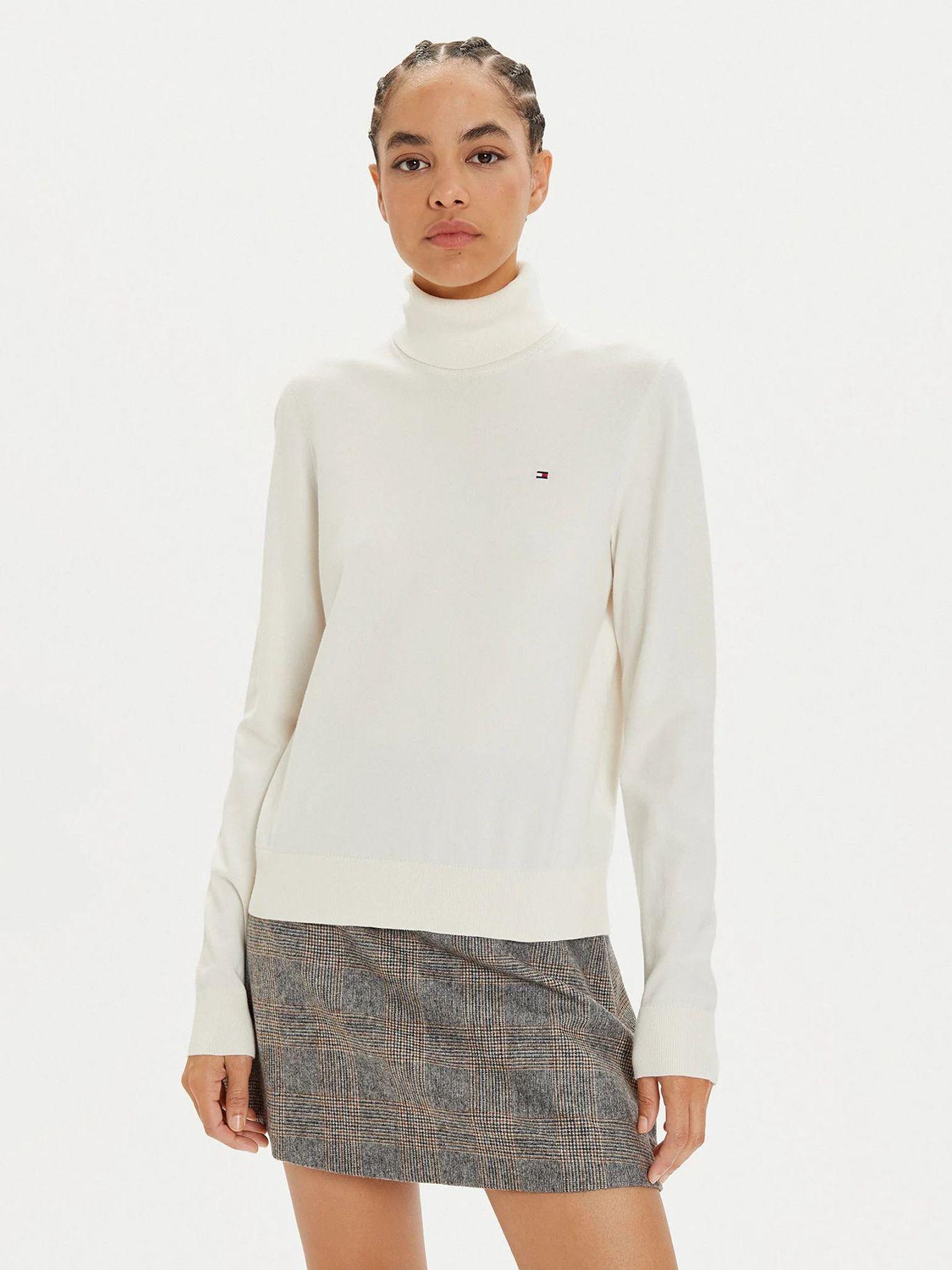 Sweater De Cuello Alto Con Logo Blanco Tommy Hilfiger-0