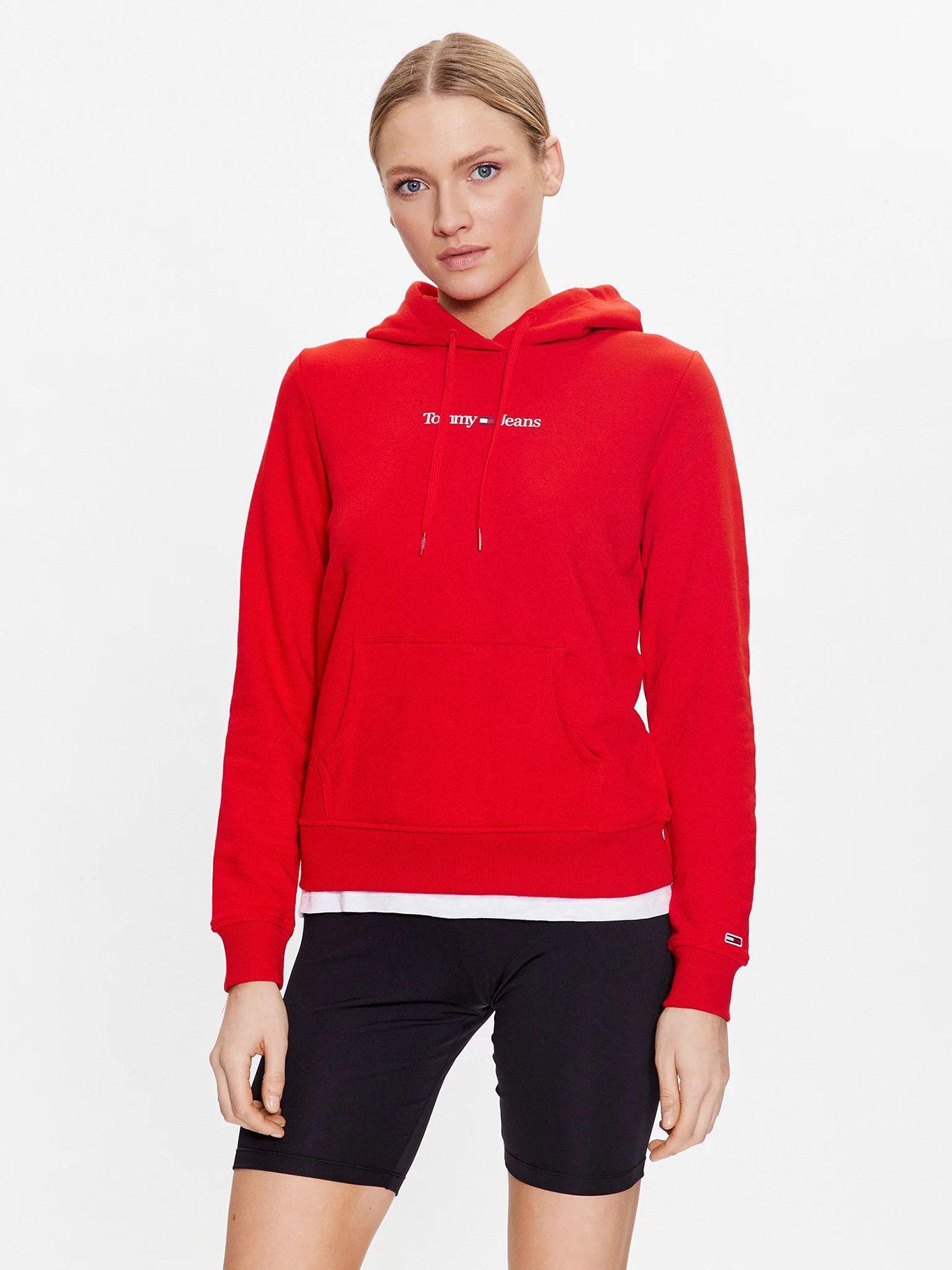 Polerón Hoodie Serif Linear Logo Rojo Tommy Jeans-0