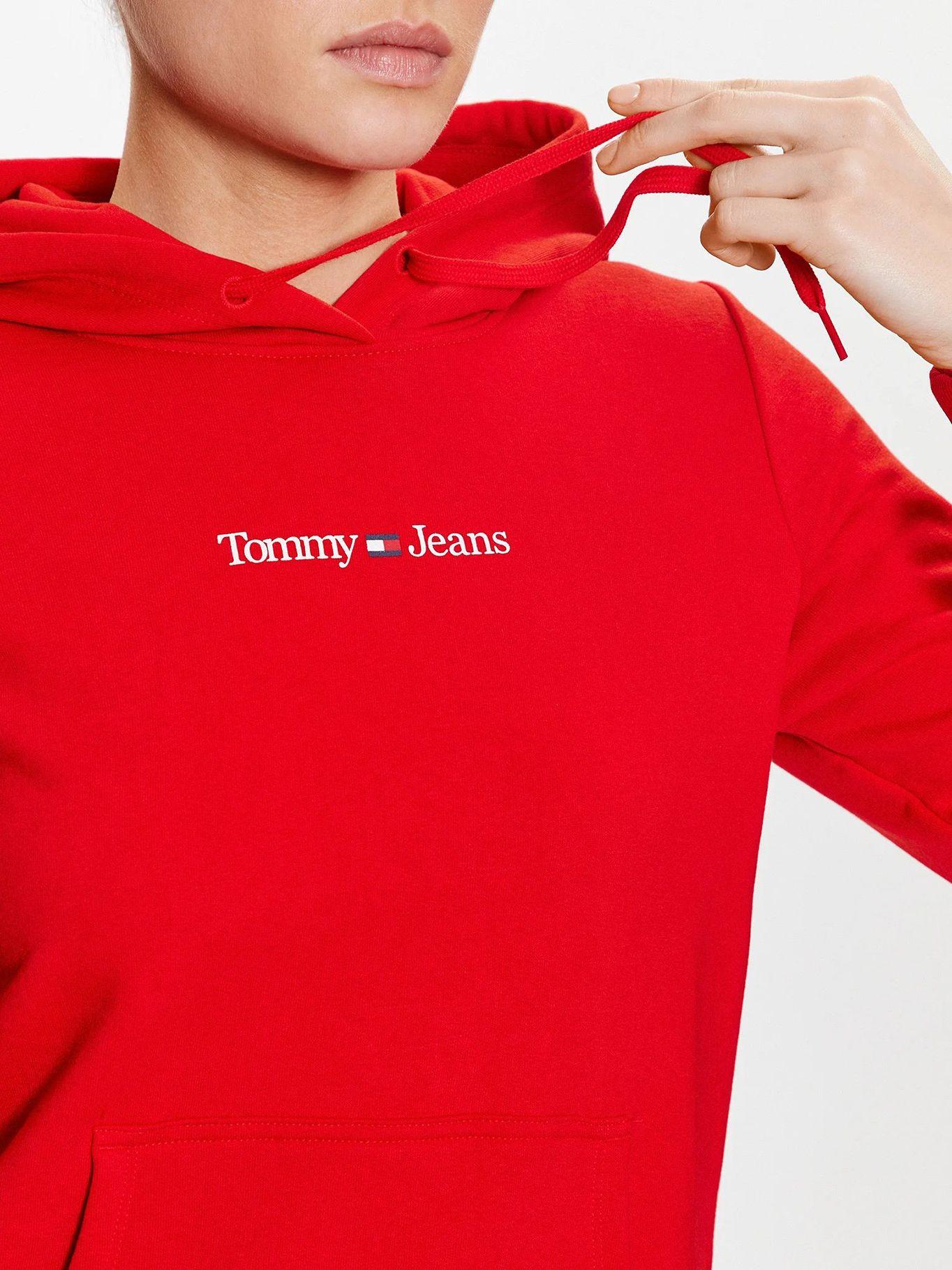 Polerón Hoodie Serif Linear Logo Rojo Tommy Jeans-3
