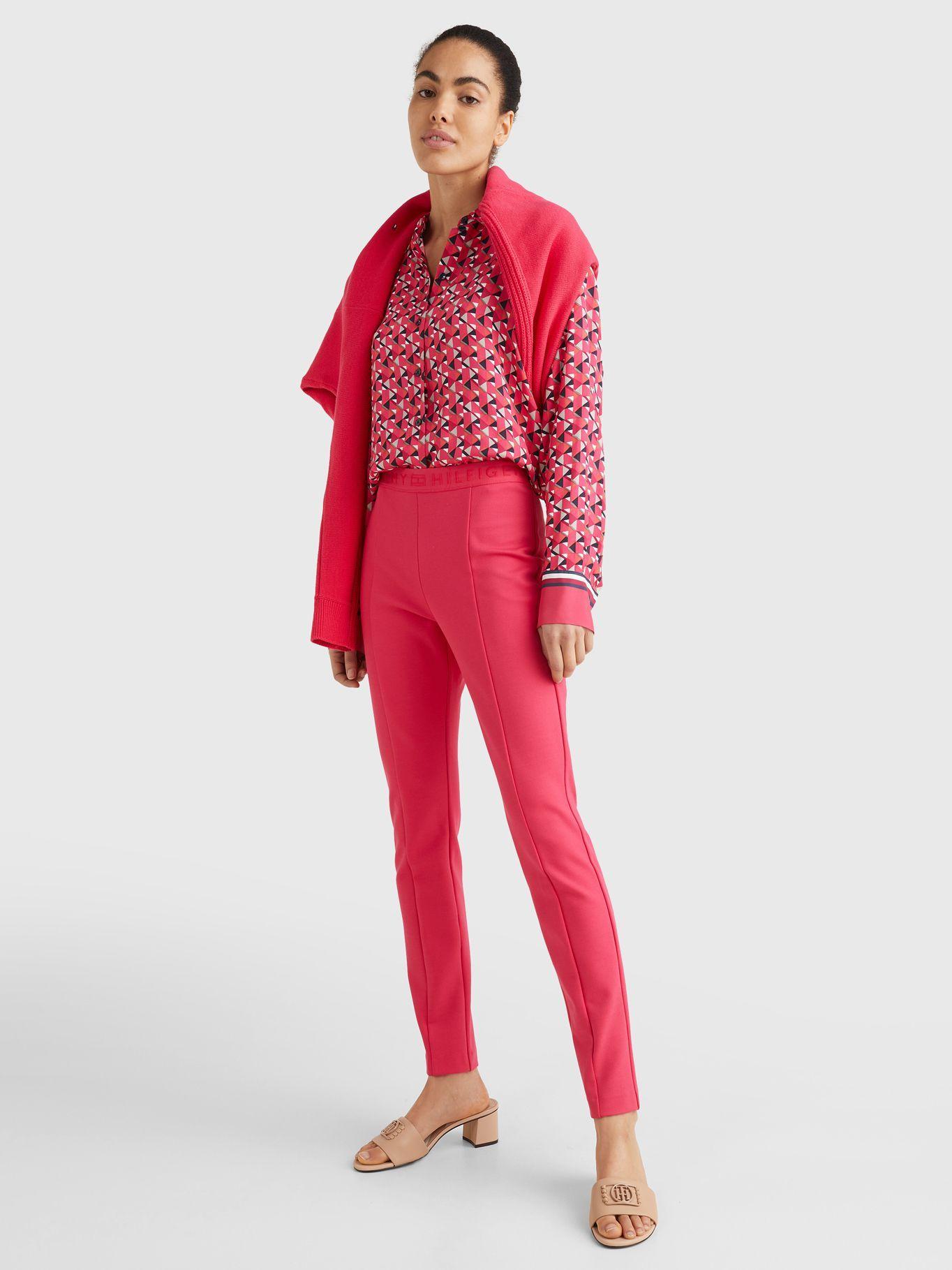 Blusa De Viscosa Print Geométrico Rojo Tommy Hilfiger-4
