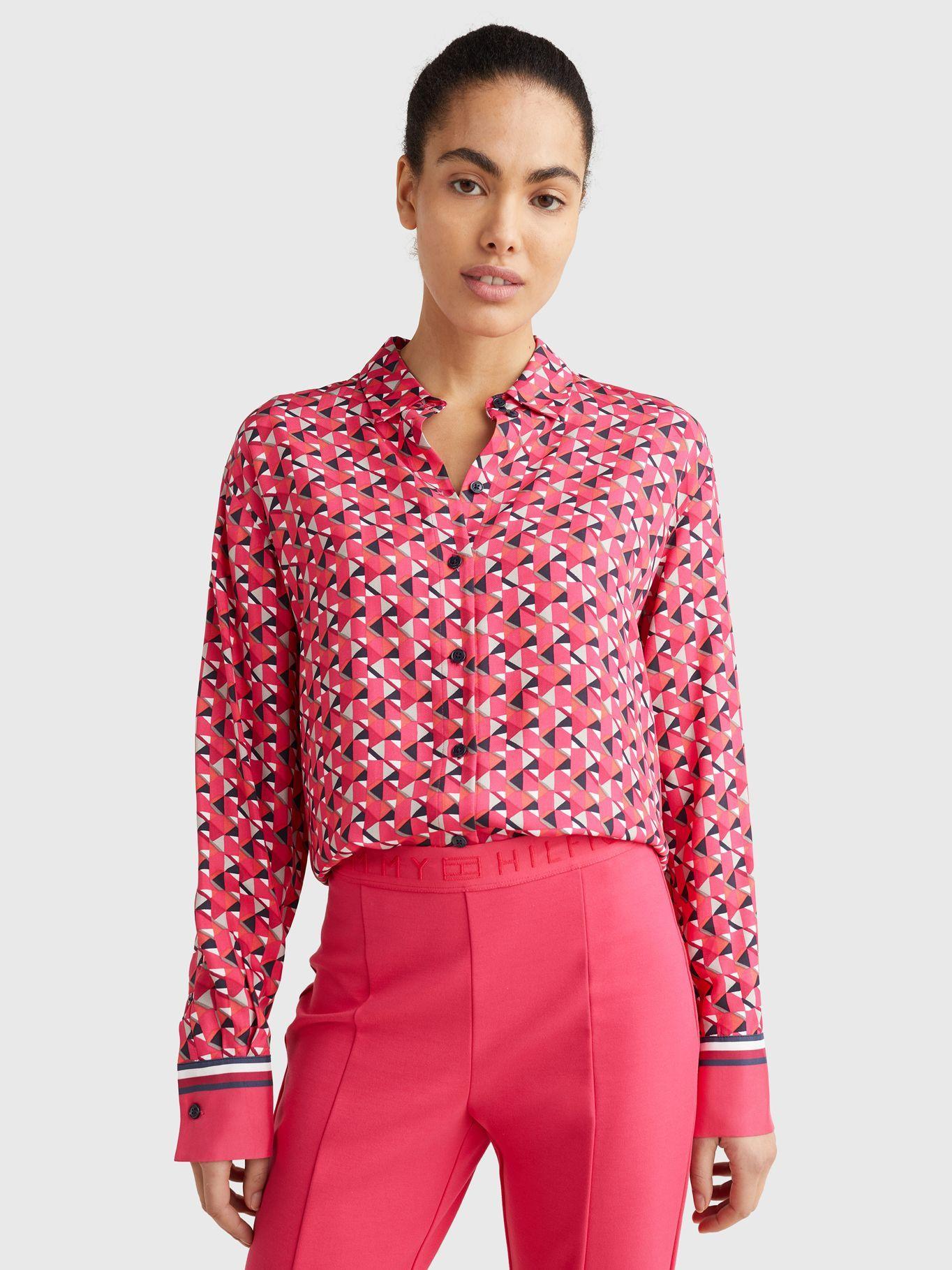 Blusa De Viscosa Print Geométrico Rojo Tommy Hilfiger-3