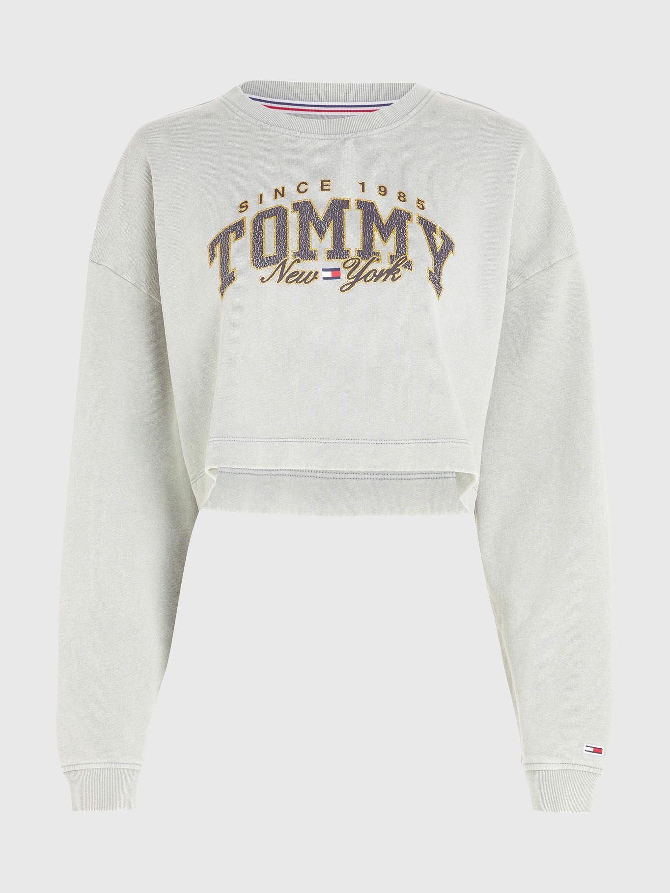 Polerón College Cropped Gris Tommy Jeans-4