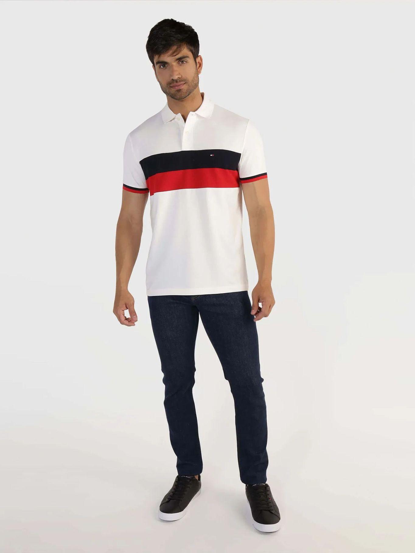 Polo Colorblock Con Logo Blanco Tommy Hilfiger-1