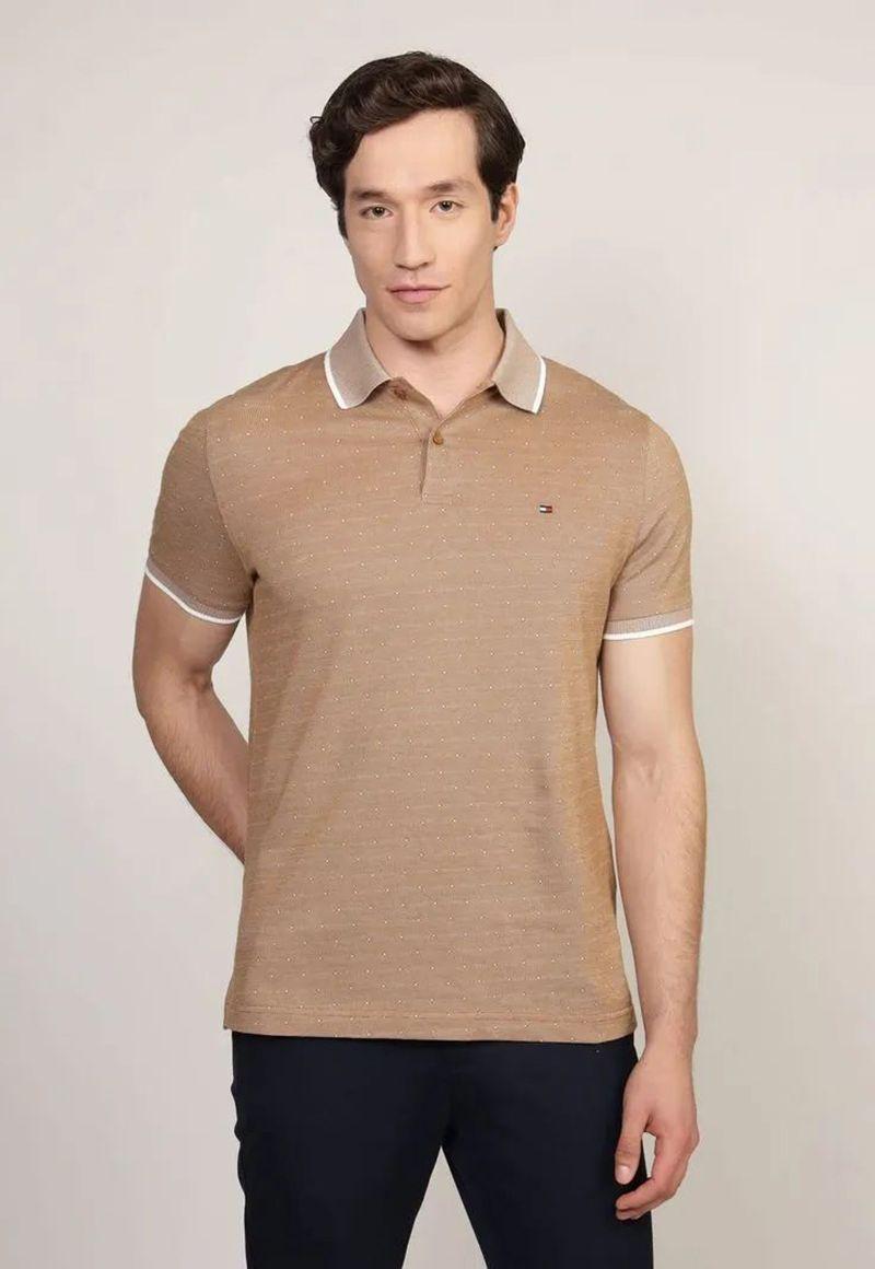 Polo Interlock Micropatern Regular Café Tommy Hilfiger-0
