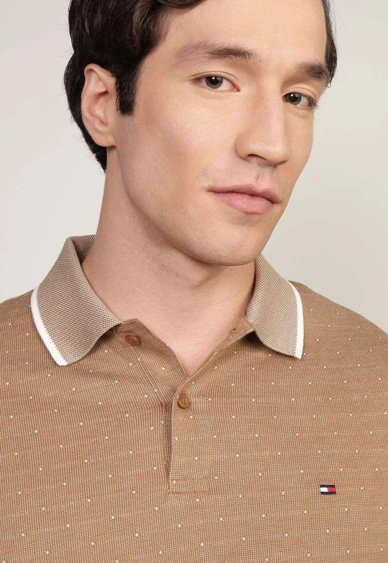Polo Interlock Micropatern Regular Café Tommy Hilfiger-4