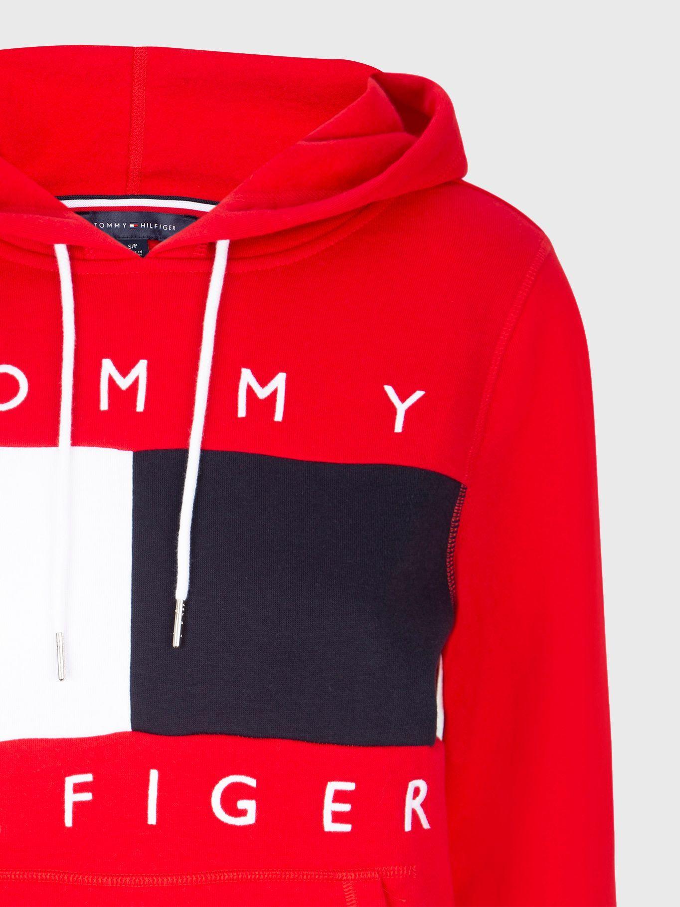 Polerón Hoodie Logo De Bandera Rojo Tommy Hilfiger-2