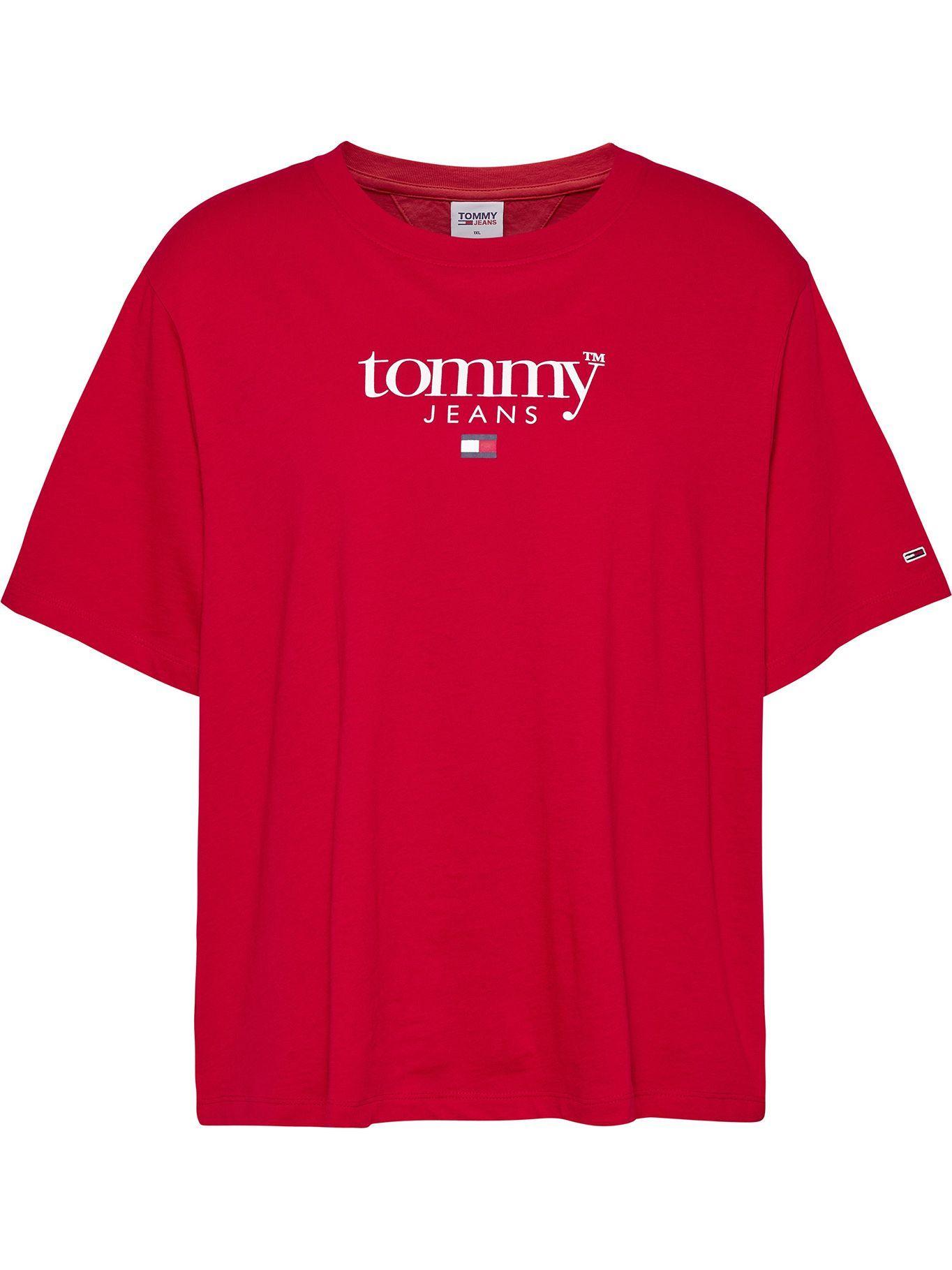 Polera Essential Curve Cropped Logo Rojo Tommy Jeans-0