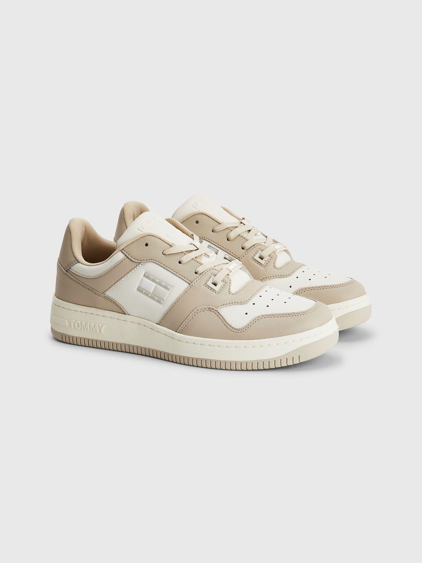 Zapatillas Tipo Basket De Cuero Beige Tommy Hilfiger-0