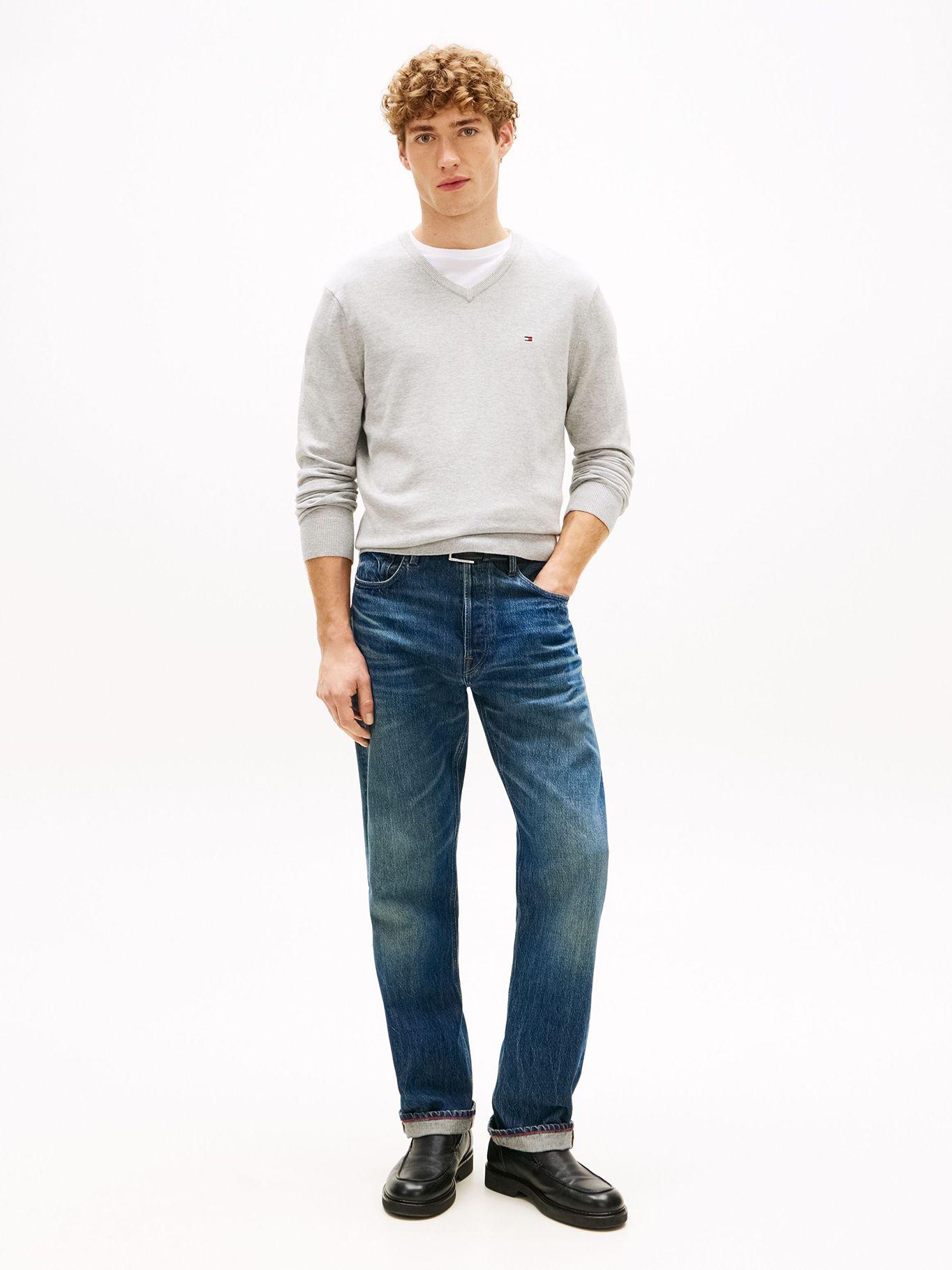 Sweater Essential Con Cuello V Gris Tommy Hilfiger-1