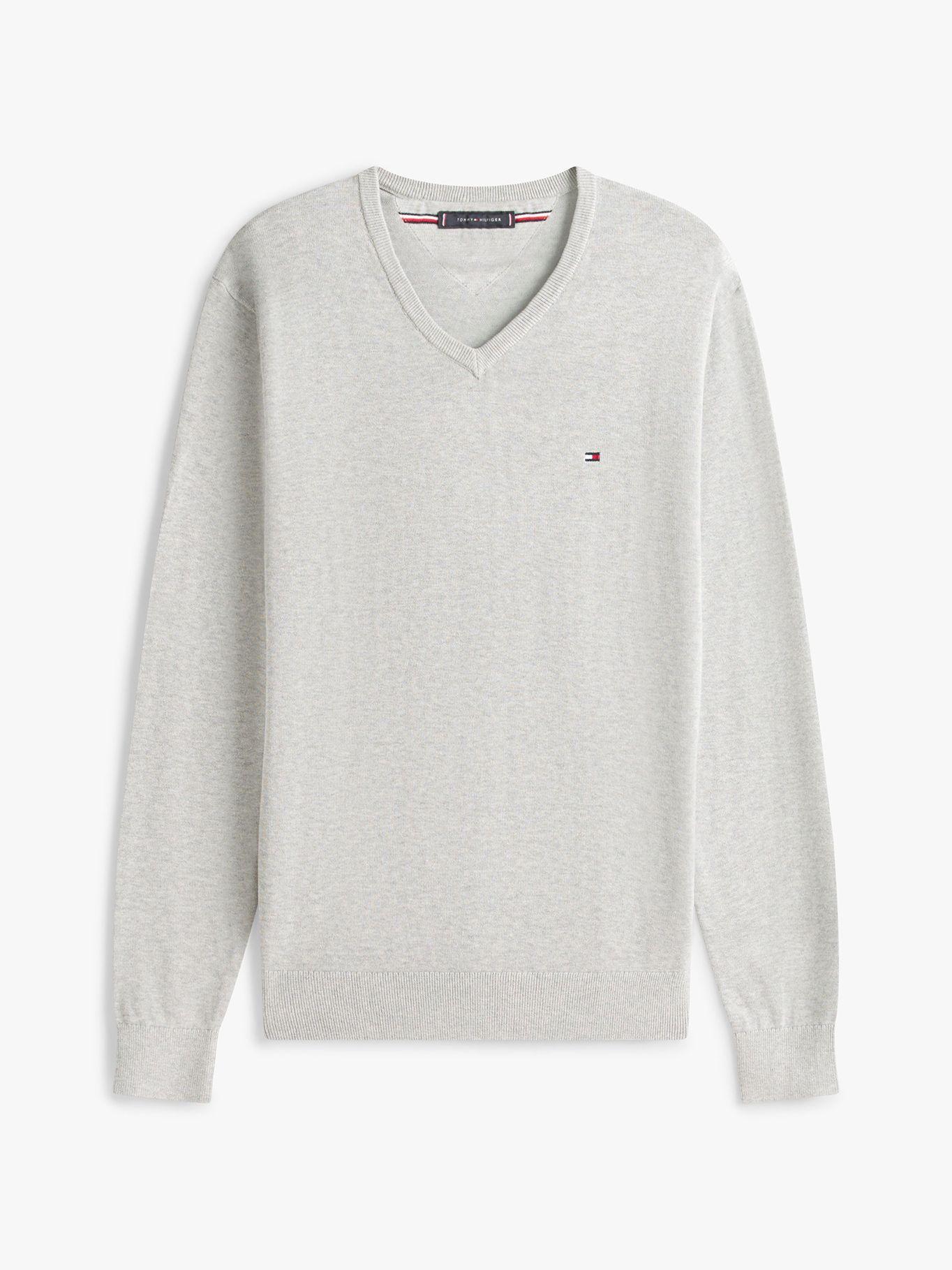 Sweater Essential Con Cuello V Gris Tommy Hilfiger-4