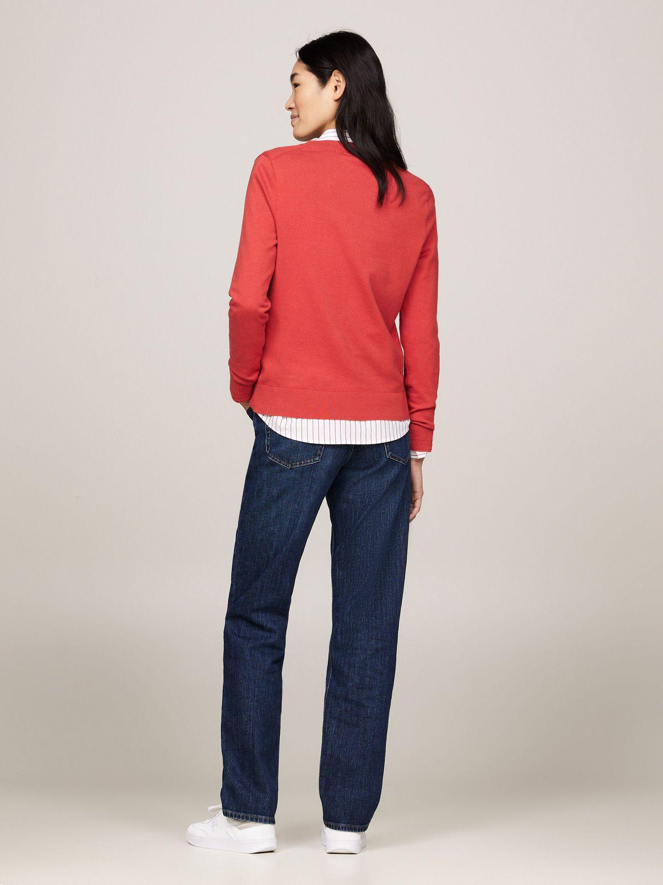Sweater Solid V-Neck Rojo Tommy Hilfiger-2