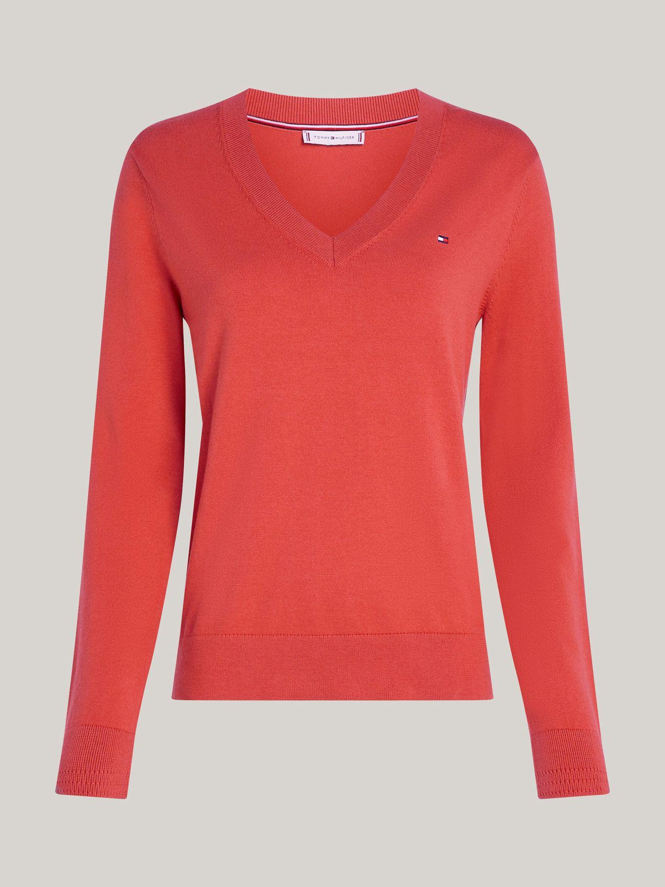 Sweater Solid V-Neck Rojo Tommy Hilfiger-4
