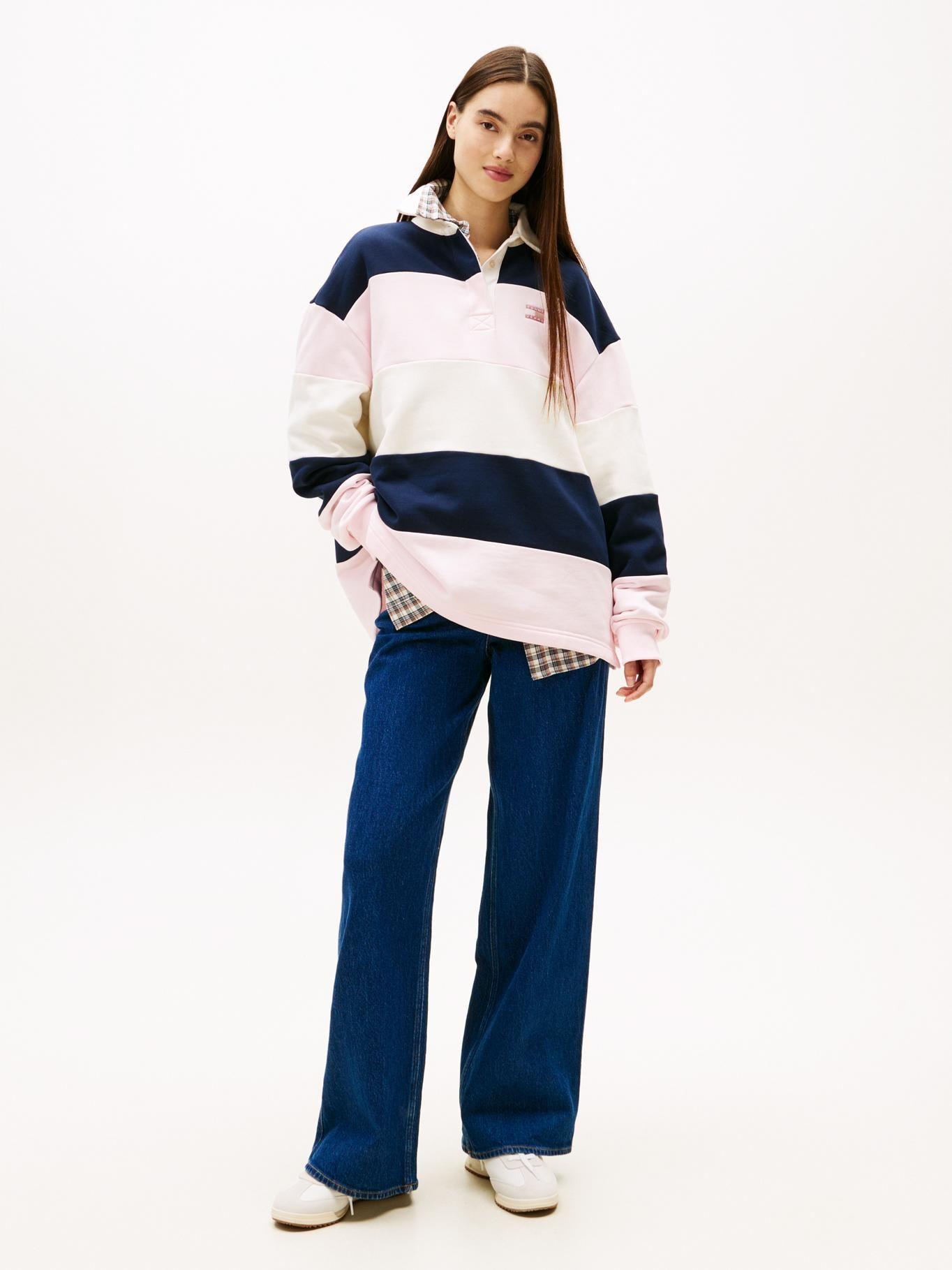 Polo Rugby Oversize Fit Tommy Jeans Rosado-1