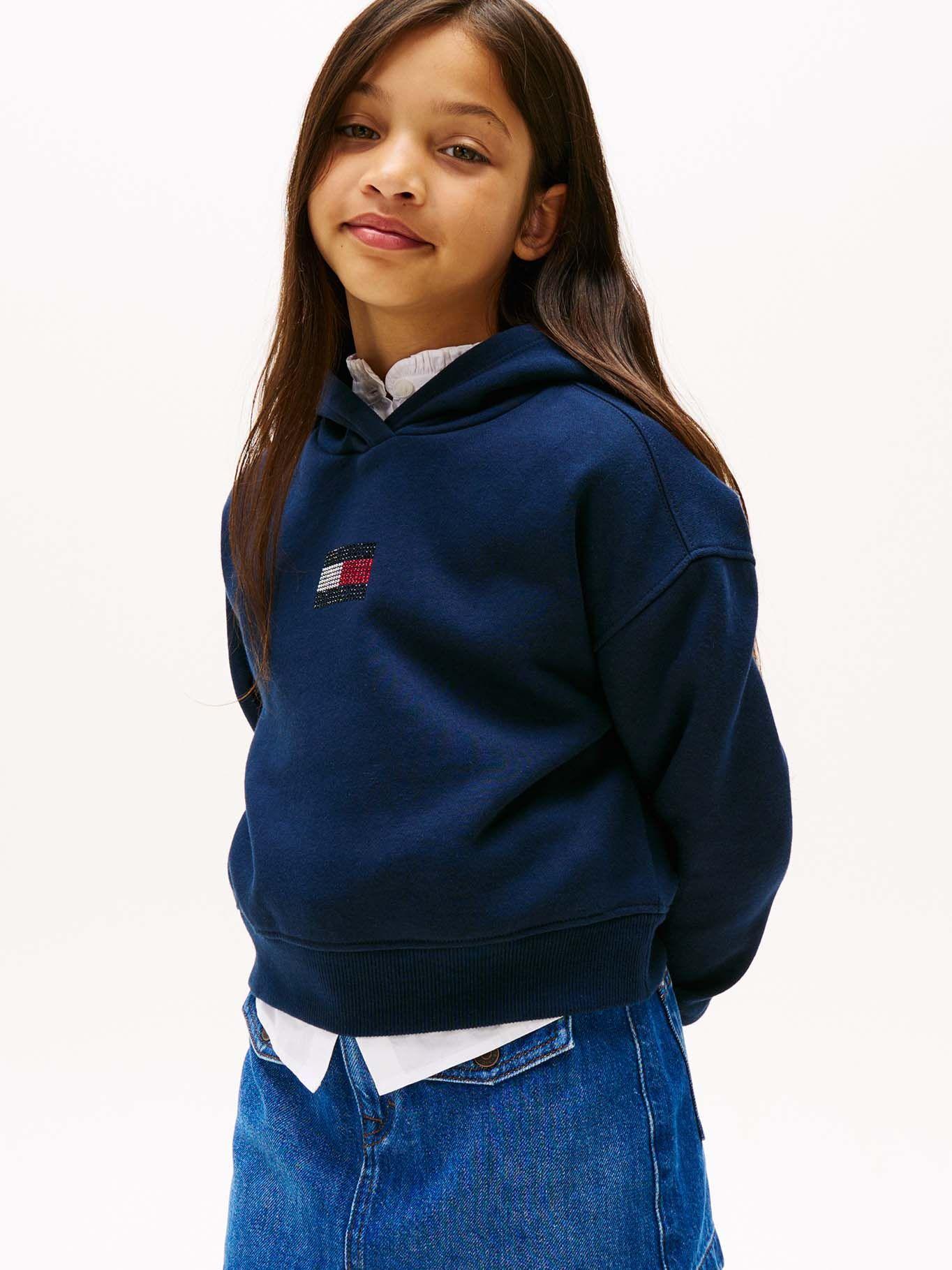 Polerón Hoodie Con Logo De Strass Azul Tommy Hilfiger-0